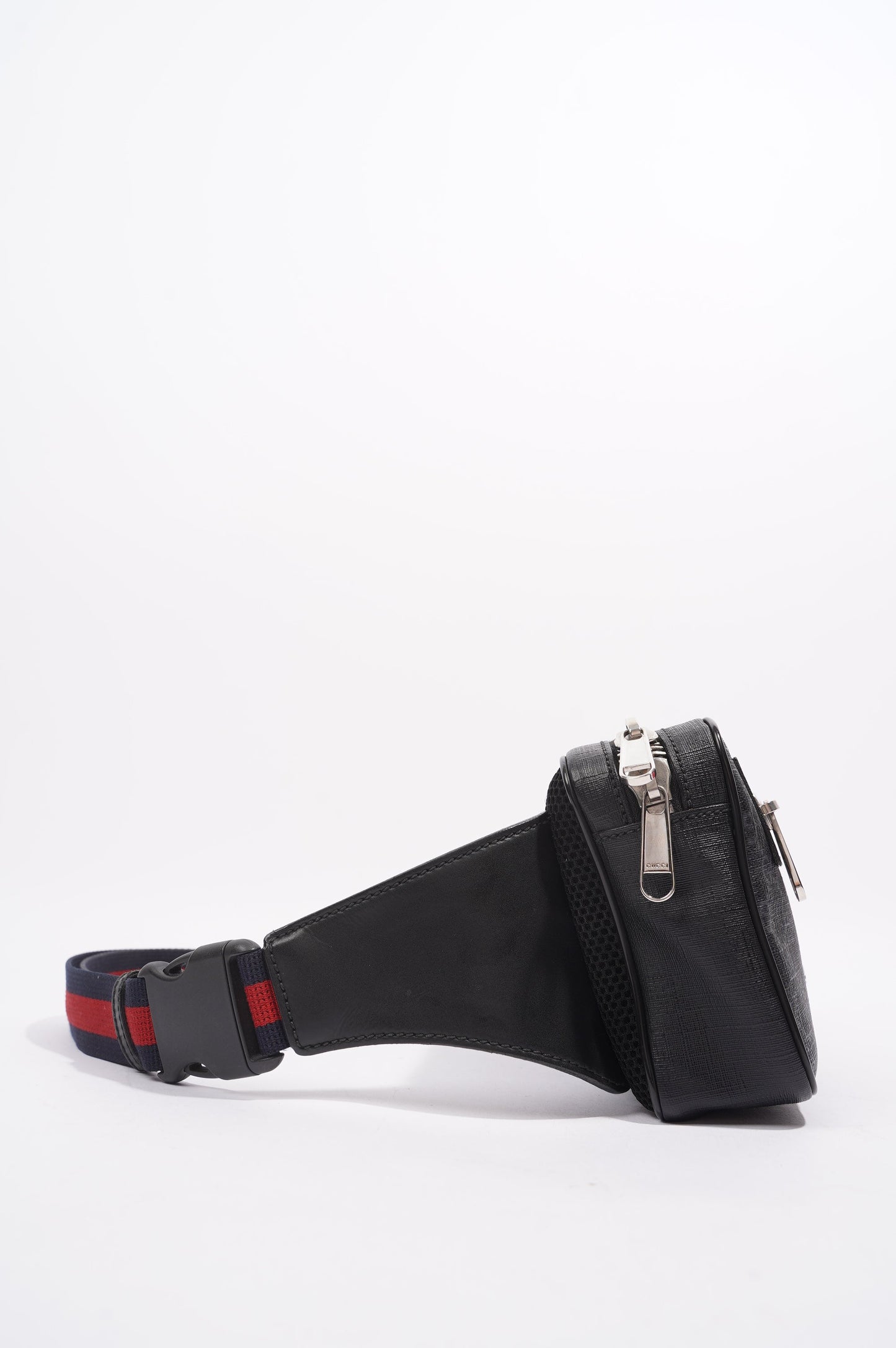 Gucci Mens Soft Zip Belt Bag Black Canvas Small