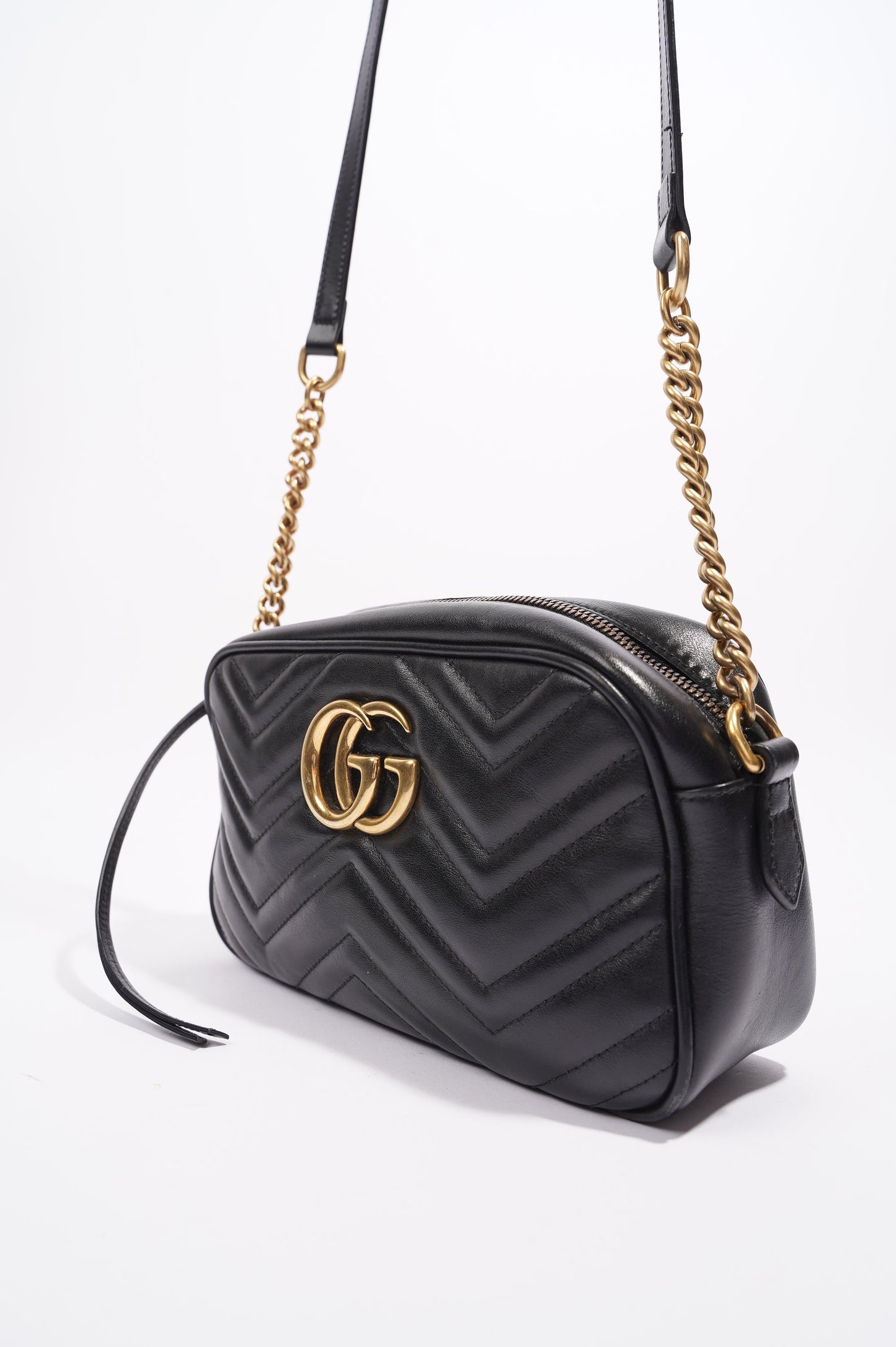 Gucci Womens GG Marmont Bag Black Leather Small
