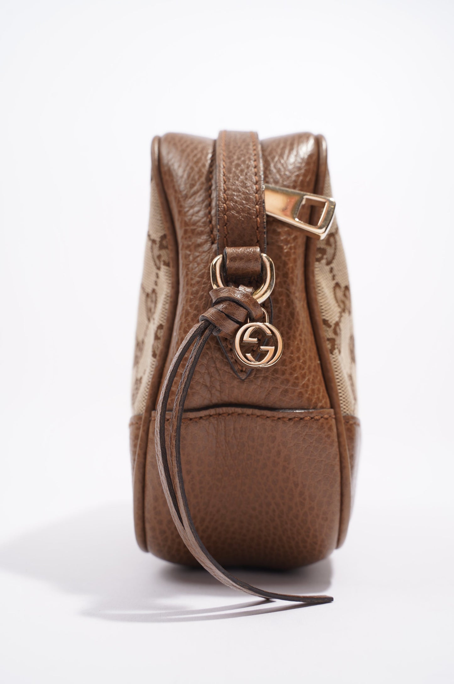 Gucci Womens Bree Messenger Bag Beige / Brown Canvas / Leather