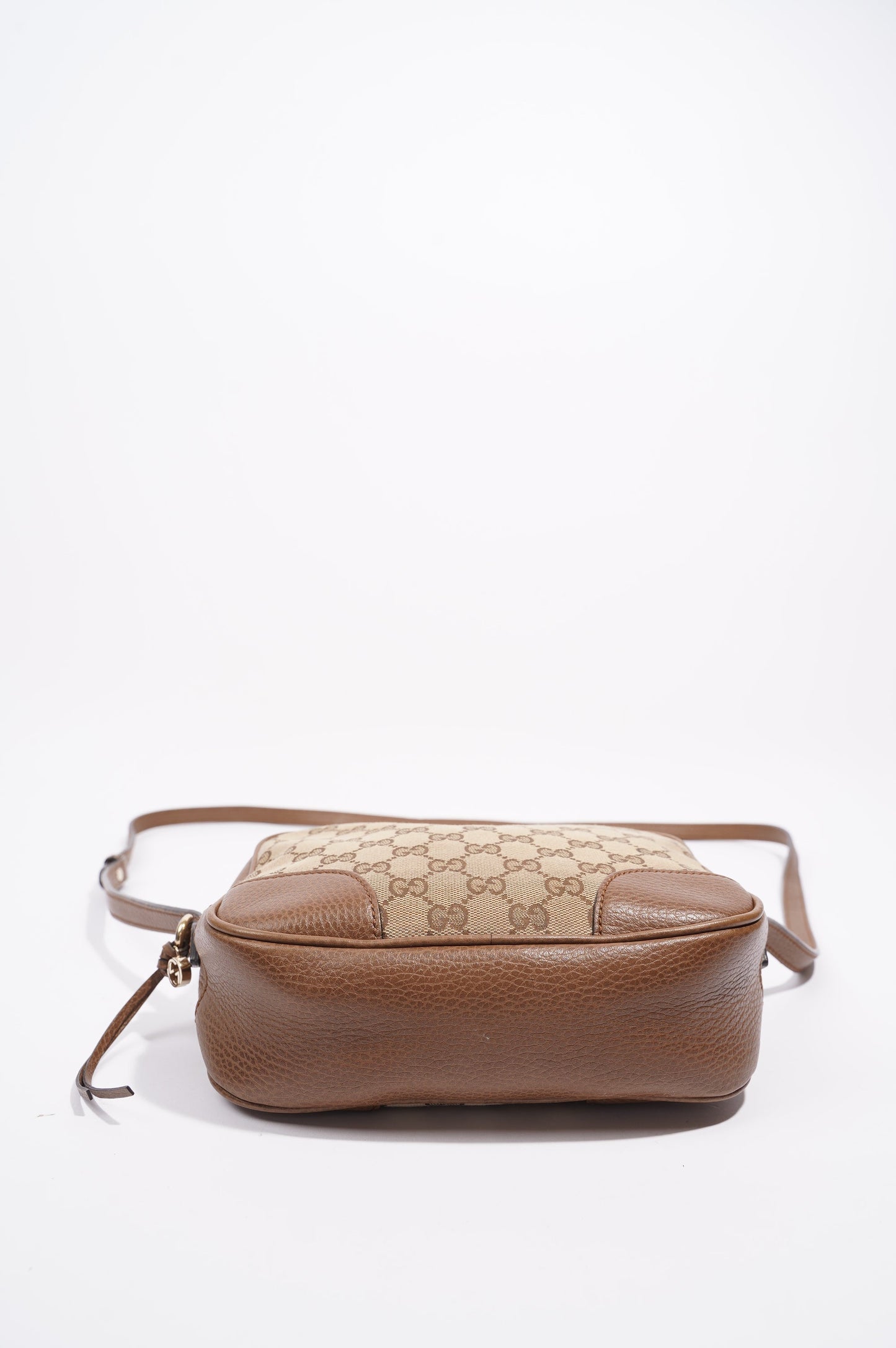Gucci Womens Bree Messenger Bag Beige / Brown Canvas / Leather