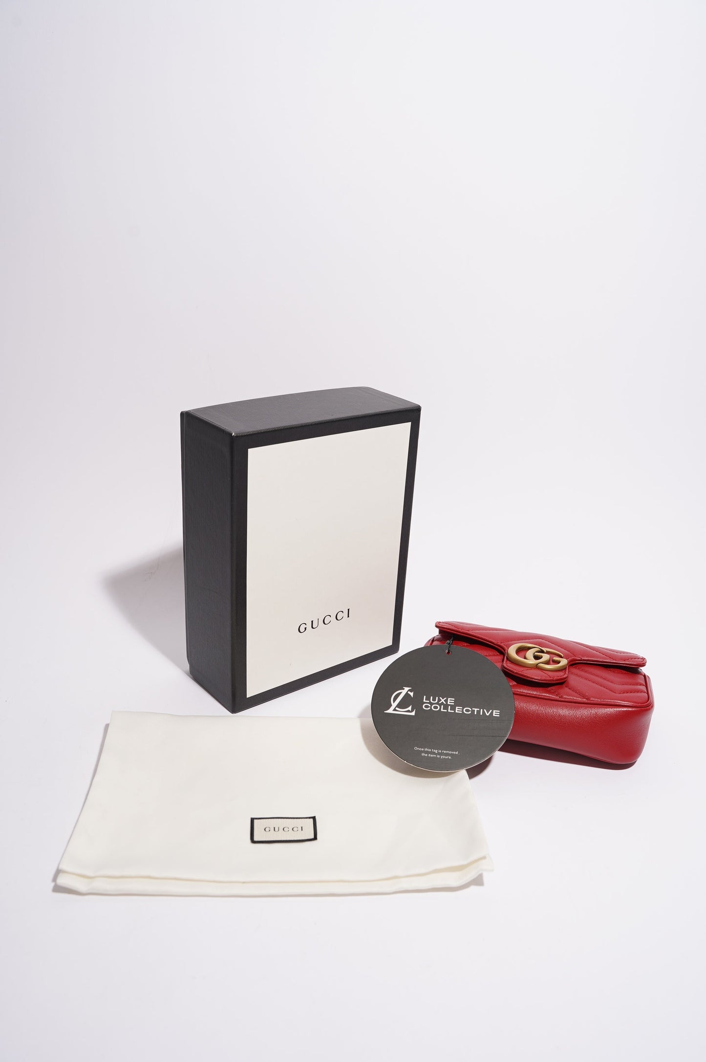 Gucci Womens Marmont Flap Red / Gold Super Mini
