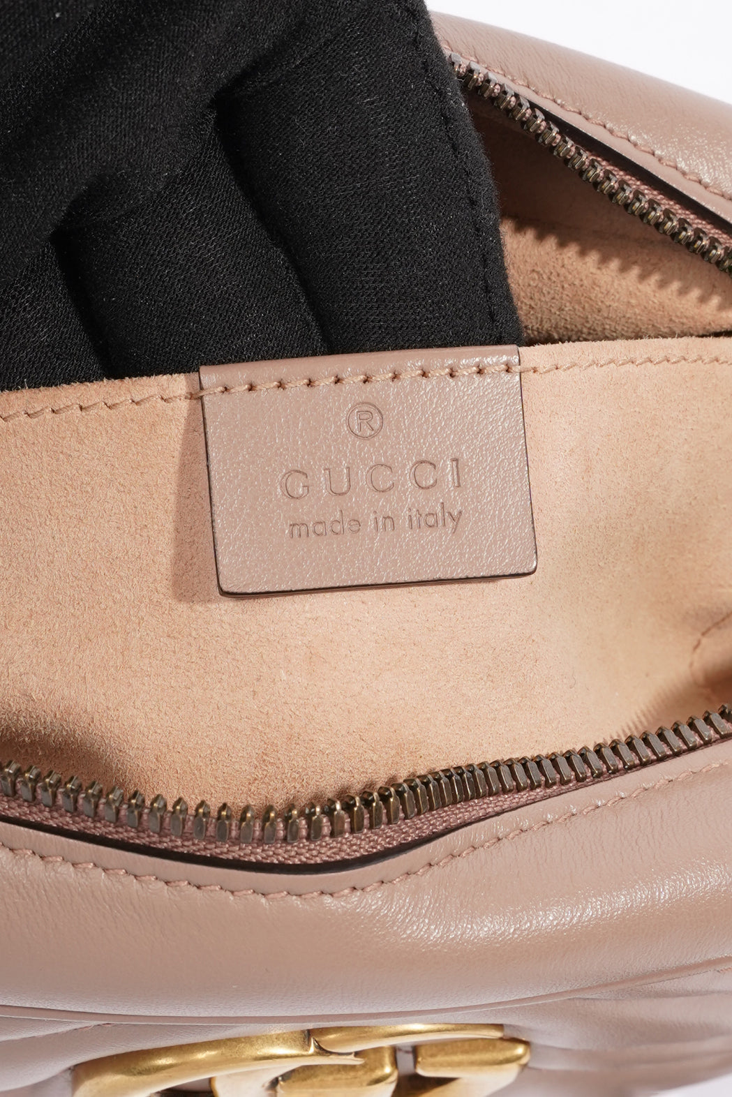 Gucci Womens Marmont Zip Bag Mauve Leather Small