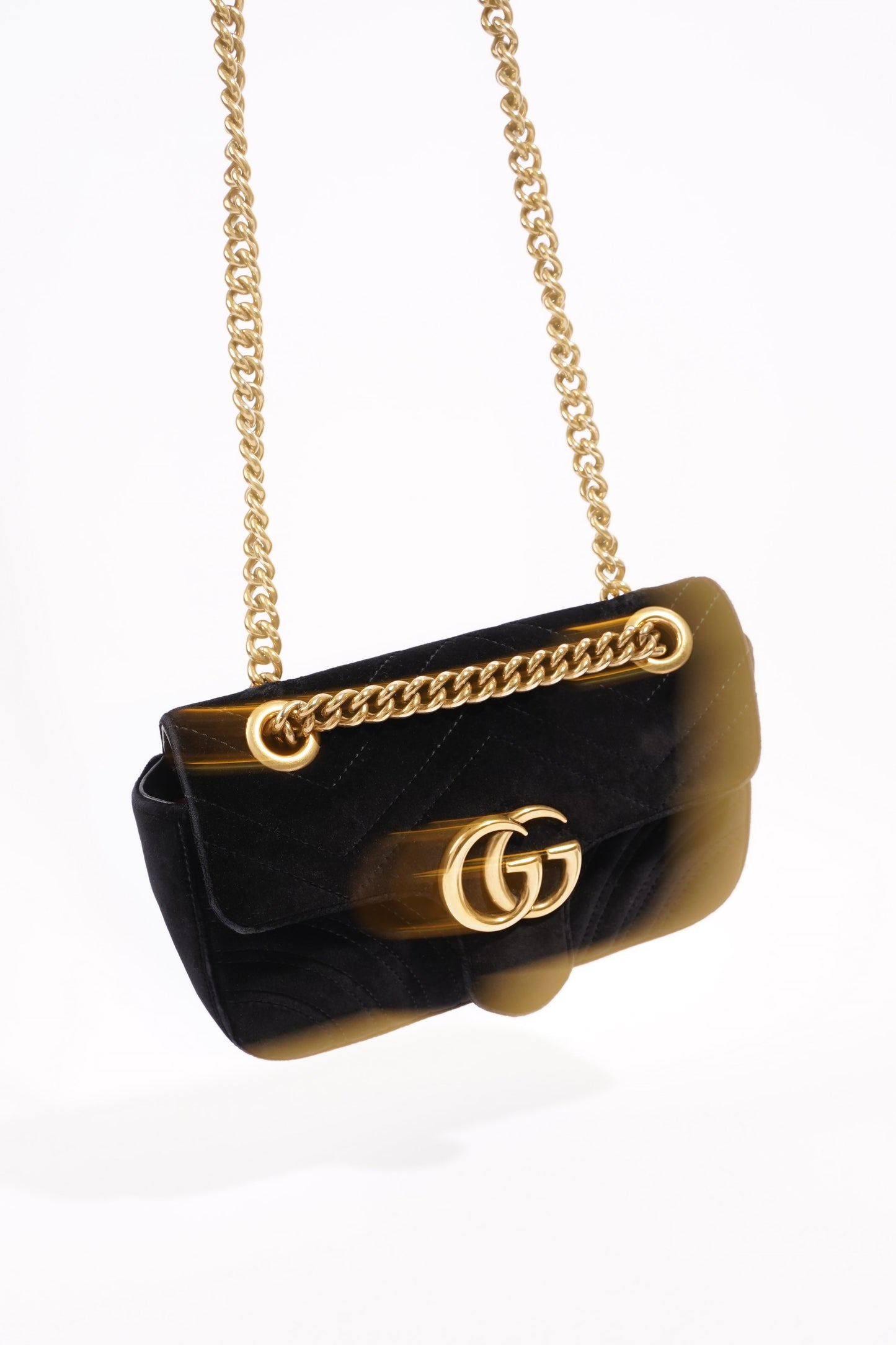 Gucci Womens Marmont Flap Bag Black Velvet Mini