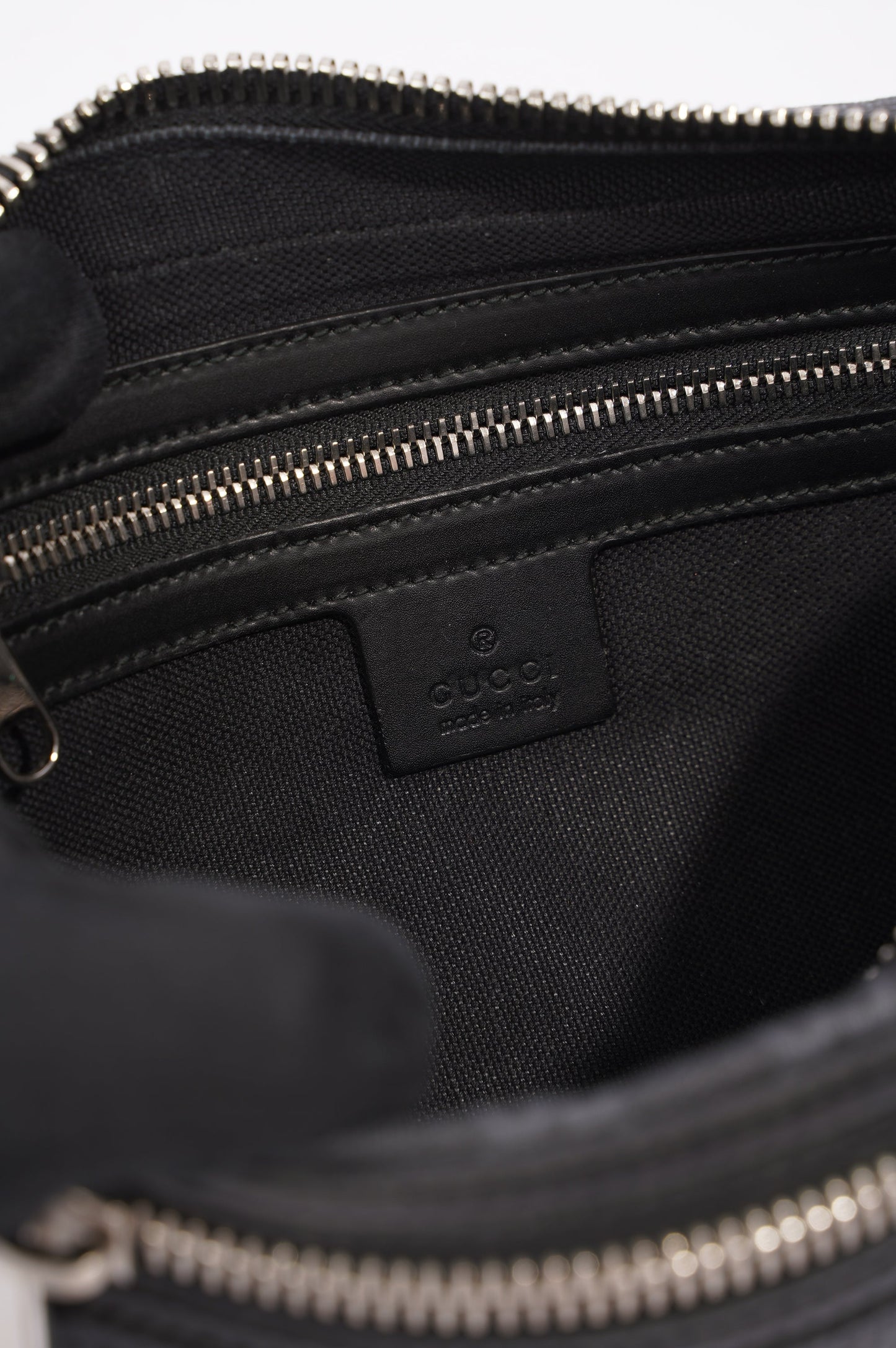 Gucci Mens Soft Zip Belt Bag Black Canvas Small