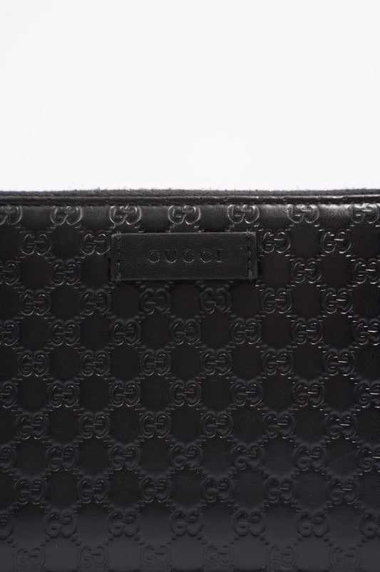 Gucci Womens Microguccissima Leather Zip Wallet Black