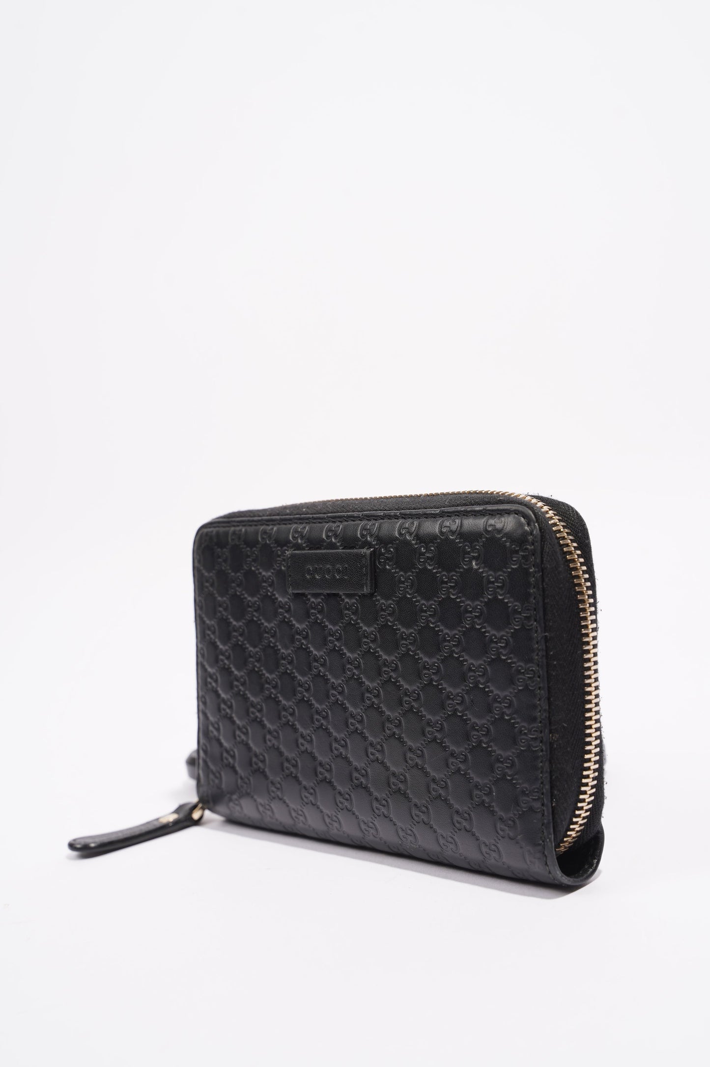 Gucci Womens Microguccissima Leather Zip Wallet Black