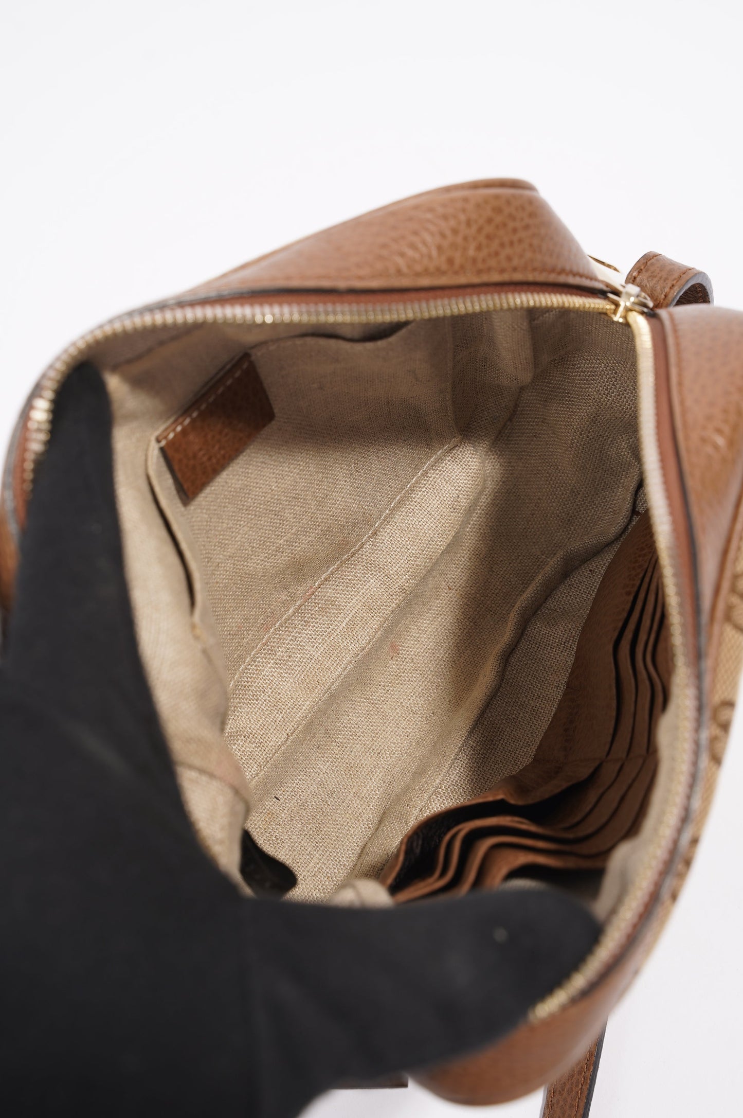 Gucci Womens Bree Messenger Bag Beige / Brown Canvas / Leather