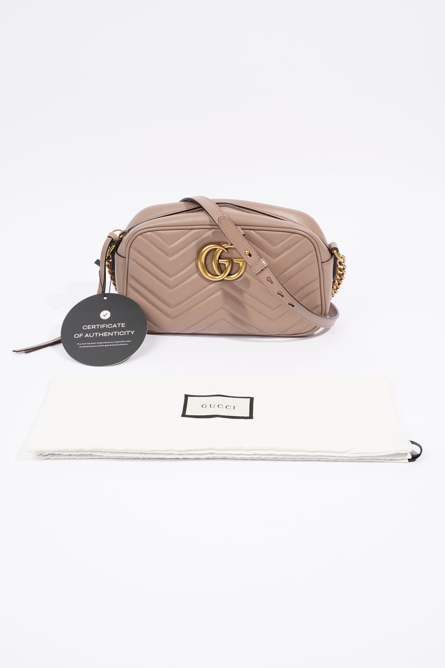Gucci Womens Marmont Zip Bag Mauve Leather Small