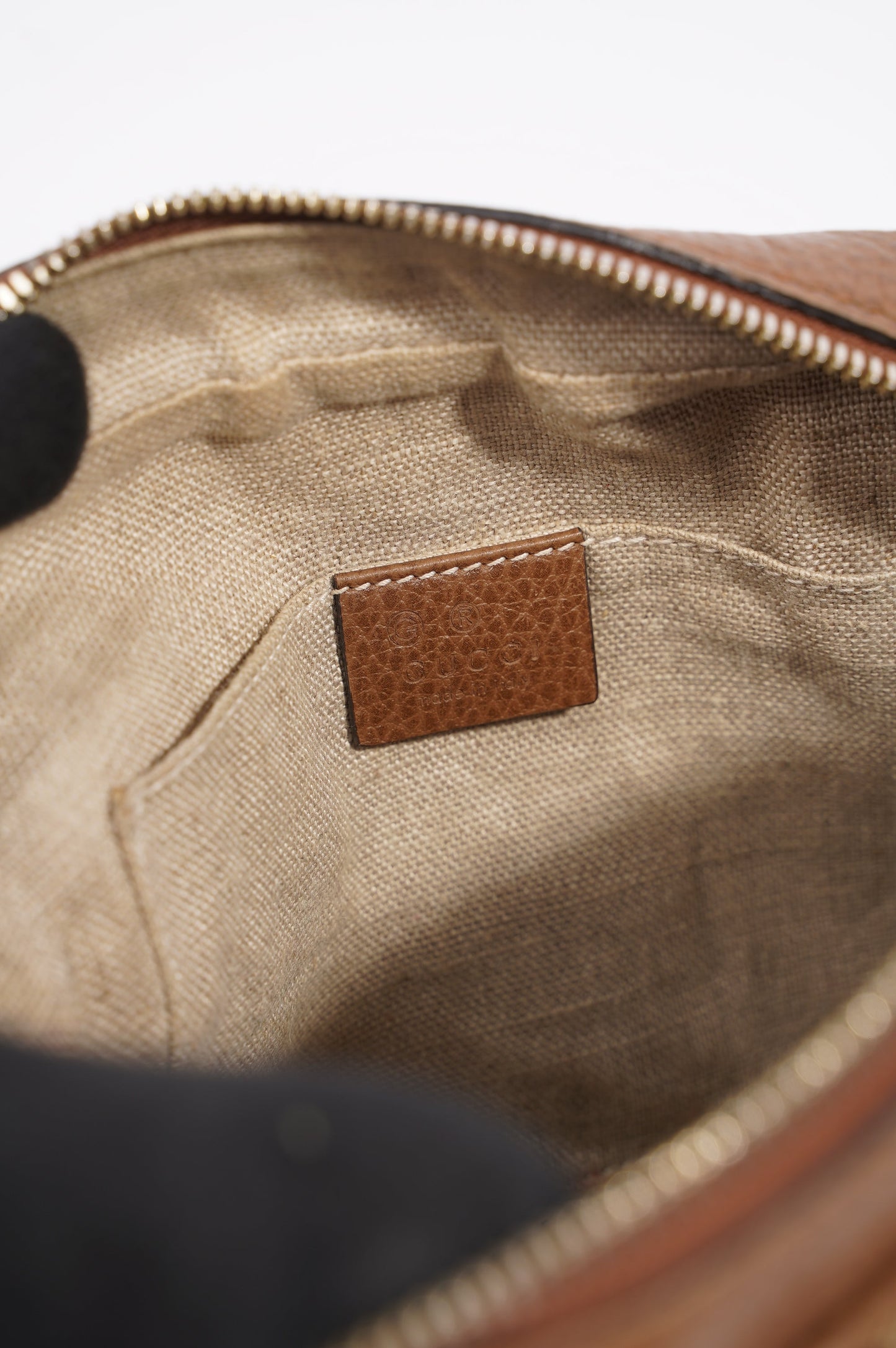 Gucci Womens Bree Messenger Bag Beige / Brown Canvas / Leather