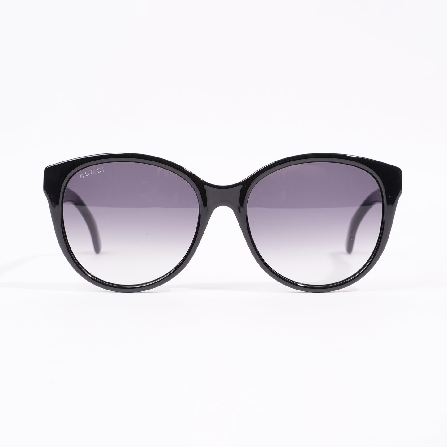 Gucci Womens Round Cat Eye Sunglasses Black Acetate 145