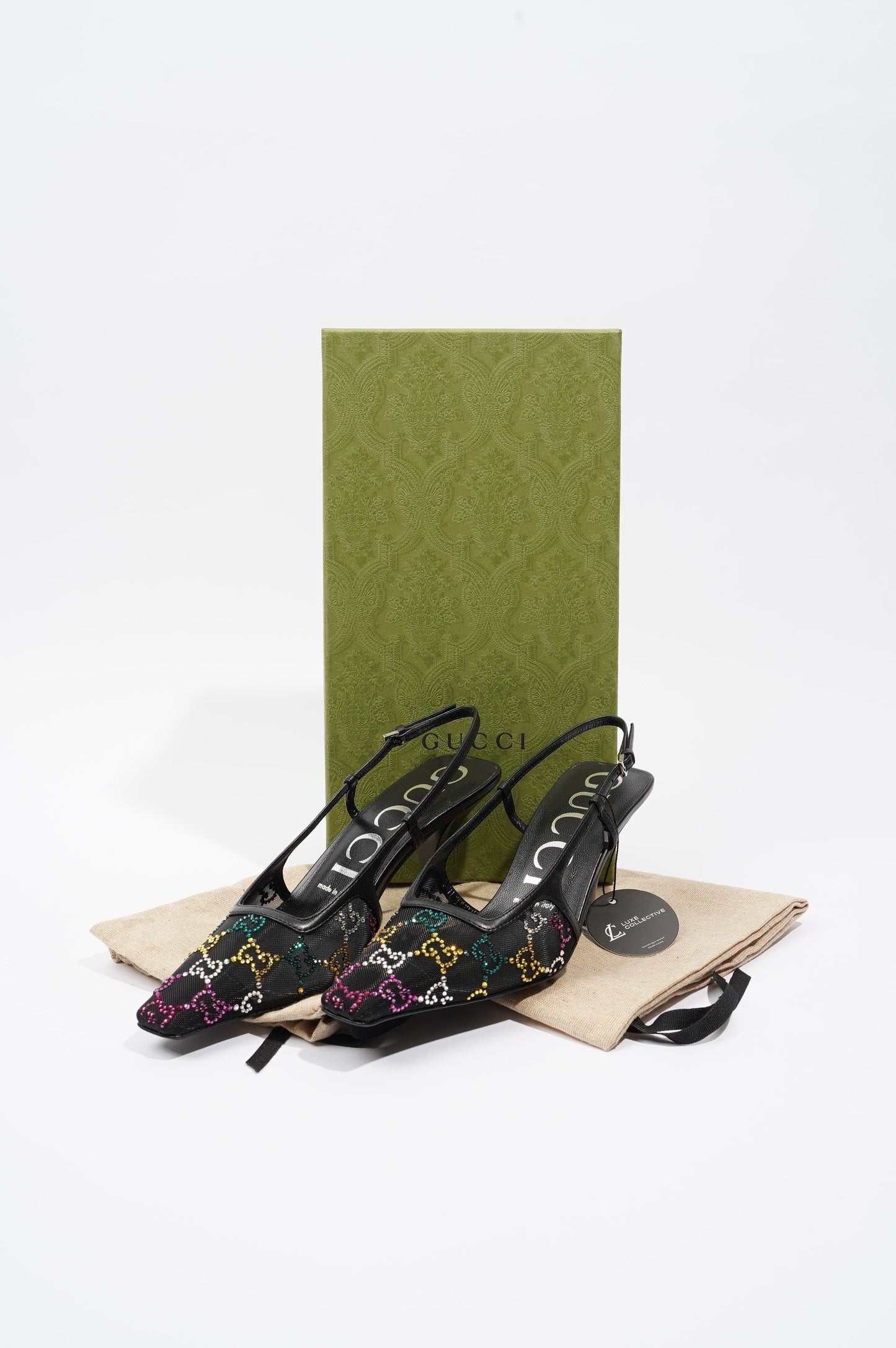 Gucci Womens GG Slingback Pump Black / Multicolour EU 37 / UK 4