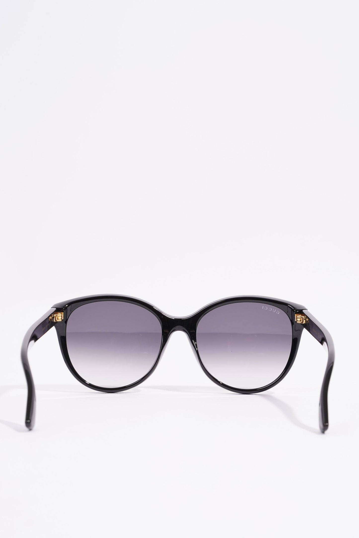 Gucci Womens Round Cat Eye Sunglasses Black Acetate 145