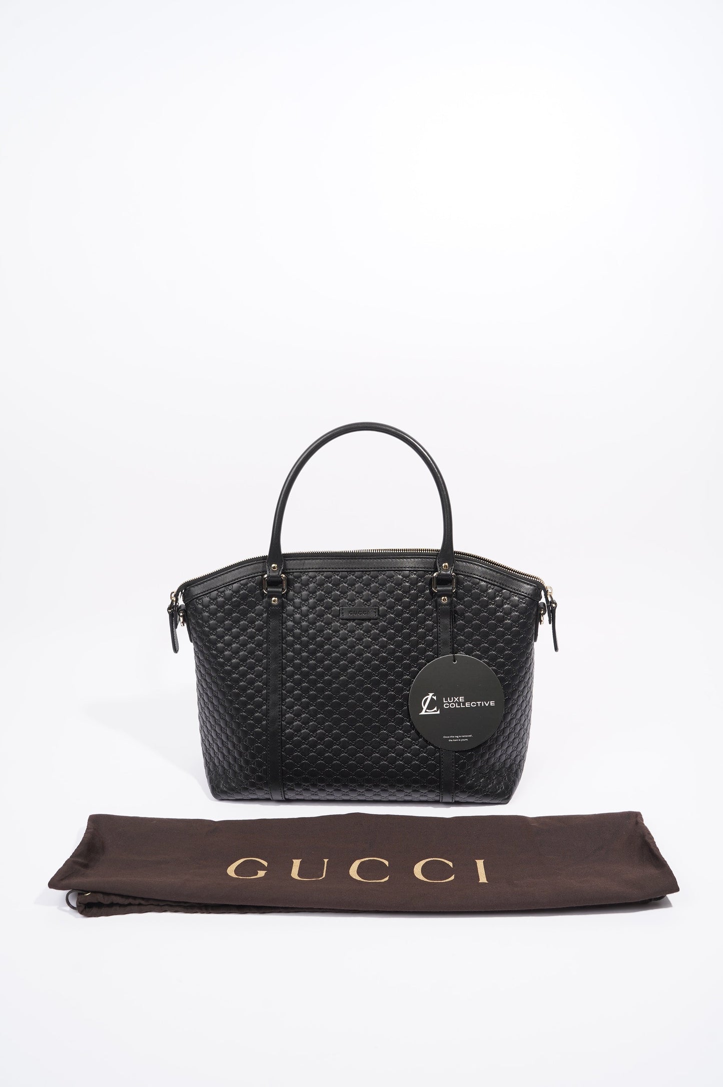 Gucci Womens Two Way Shoulder Bag Black Guccissima