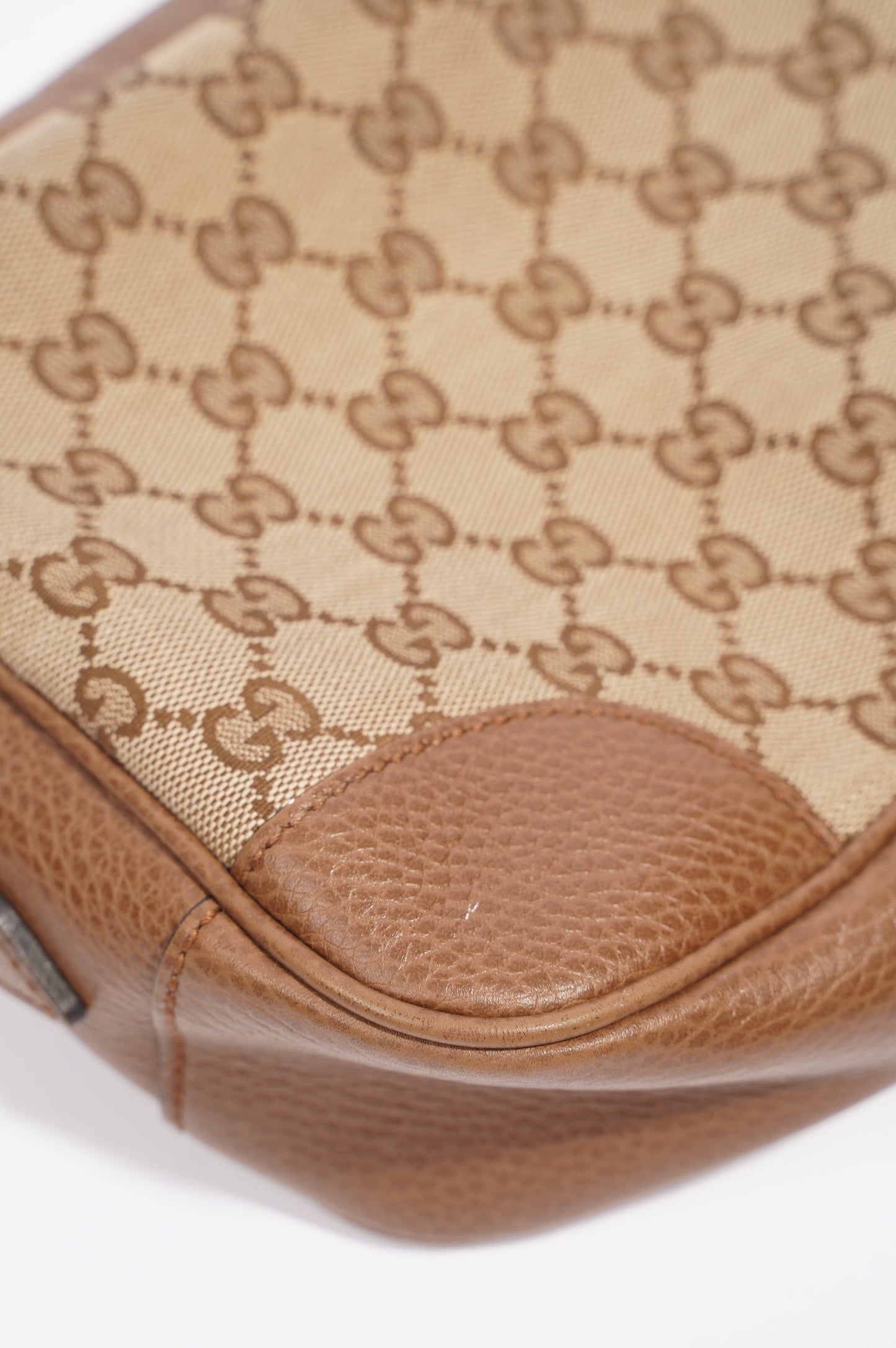Gucci Womens Bree Messenger Bag Beige / Brown Canvas / Leather