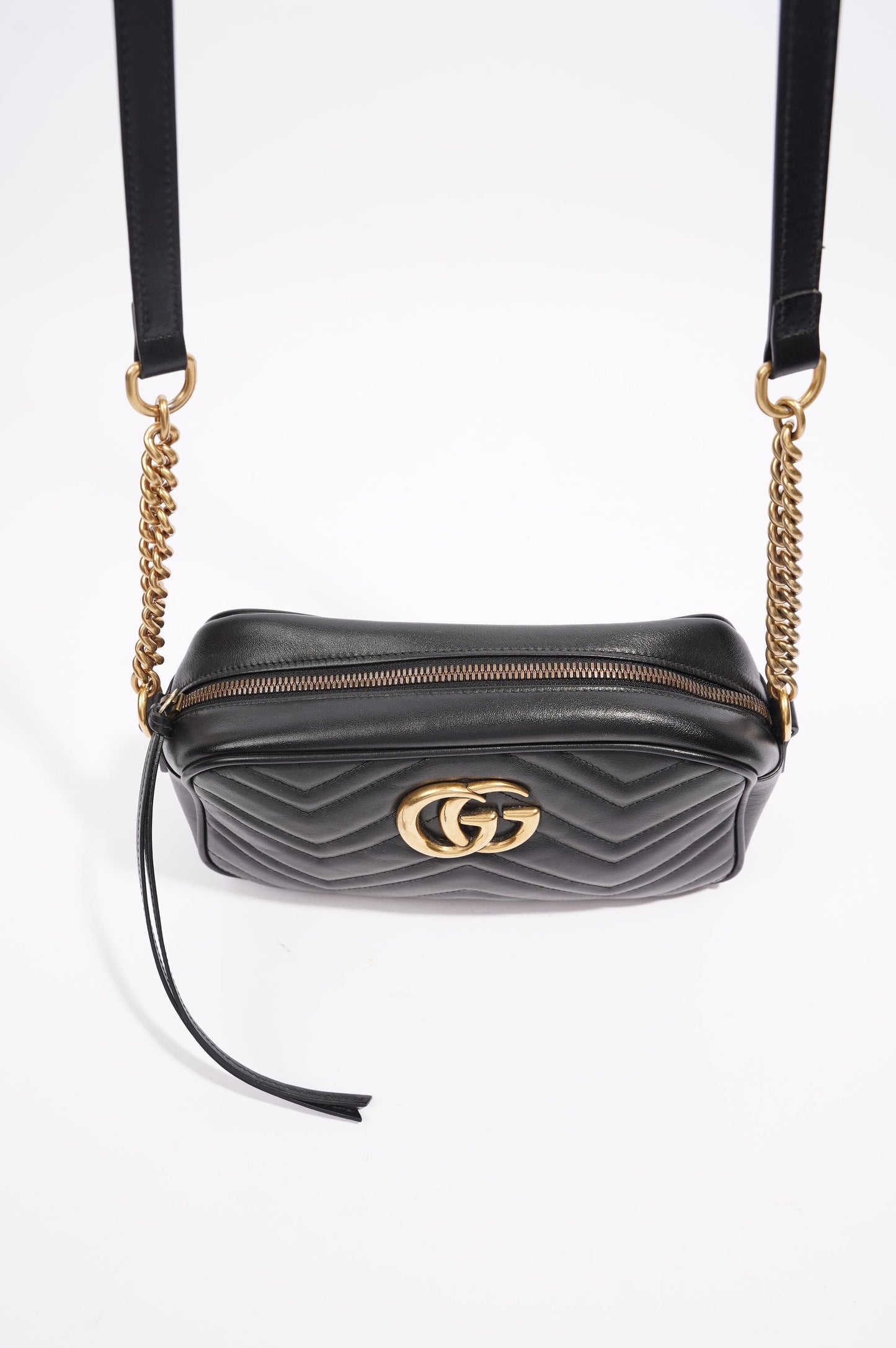 Gucci Womens GG Marmont Bag Black Leather Small