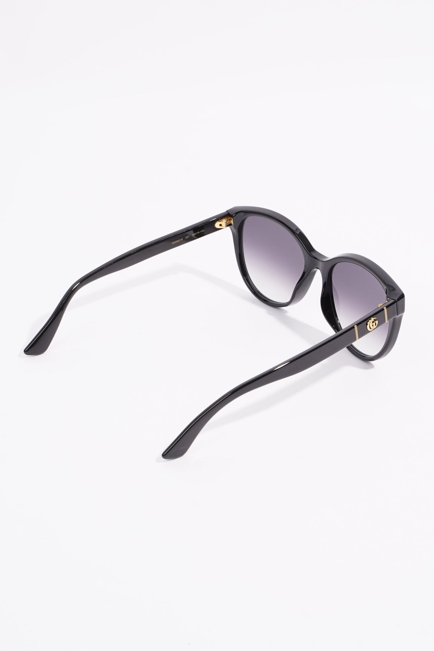 Gucci Womens Round Cat Eye Sunglasses Black Acetate 145