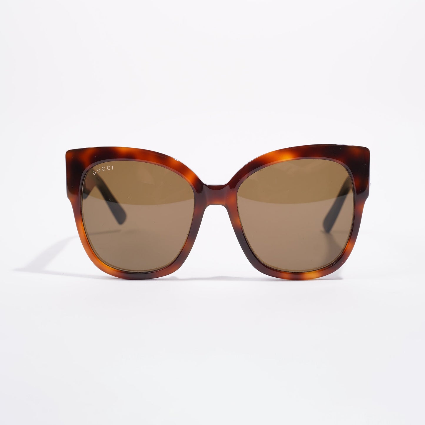 Gucci Womens Star Icon Havana Web Sunglasses Brown / Red / Green 140