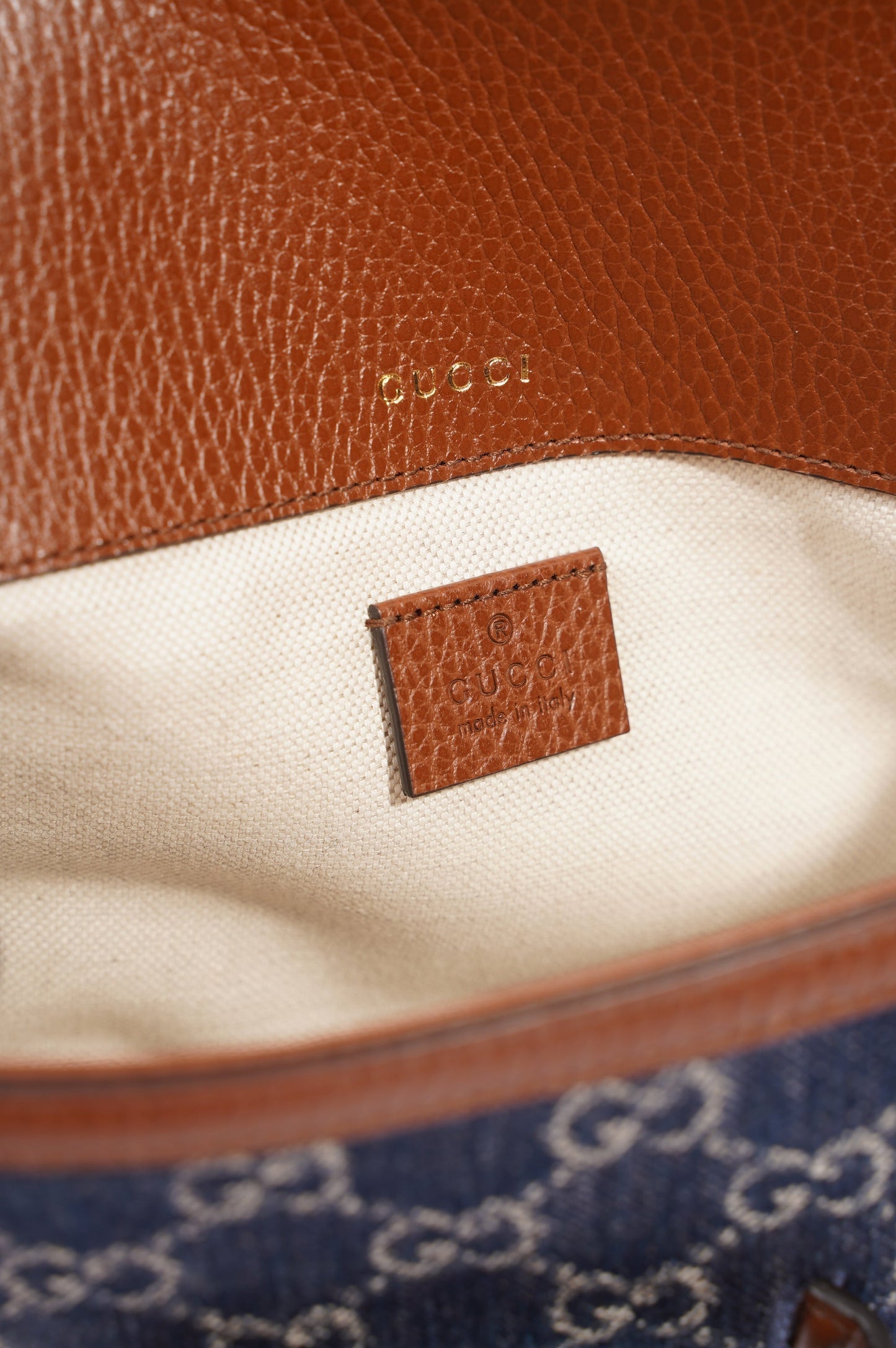 Gucci Womens Horsebit 1955 Mini Bag Demin / Brown