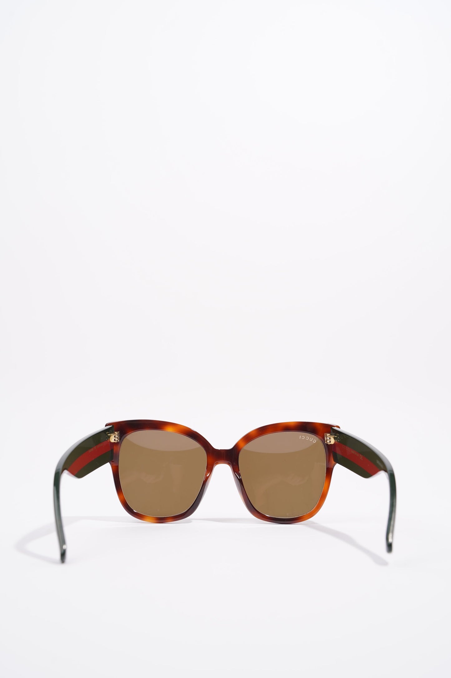 Gucci Womens Star Icon Havana Web Sunglasses Brown / Red / Green 140