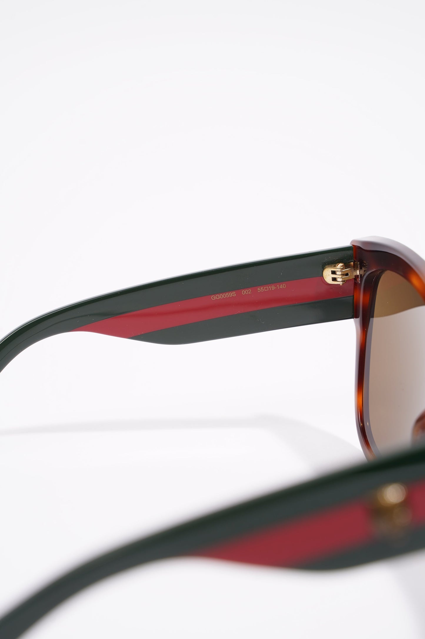 Gucci Womens Star Icon Havana Web Sunglasses Brown / Red / Green 140