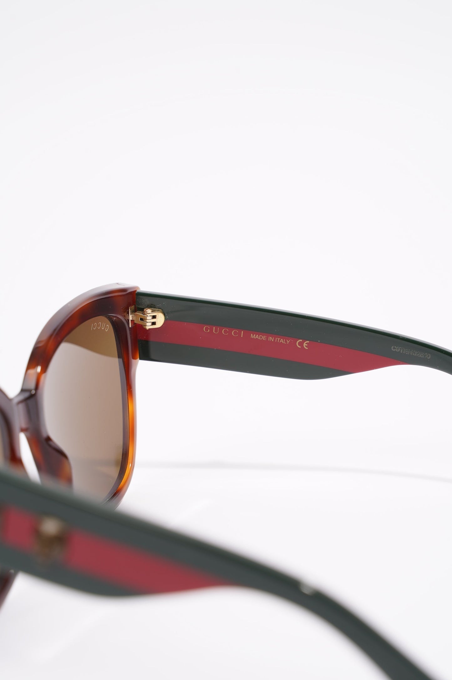 Gucci Womens Star Icon Havana Web Sunglasses Brown / Red / Green 140