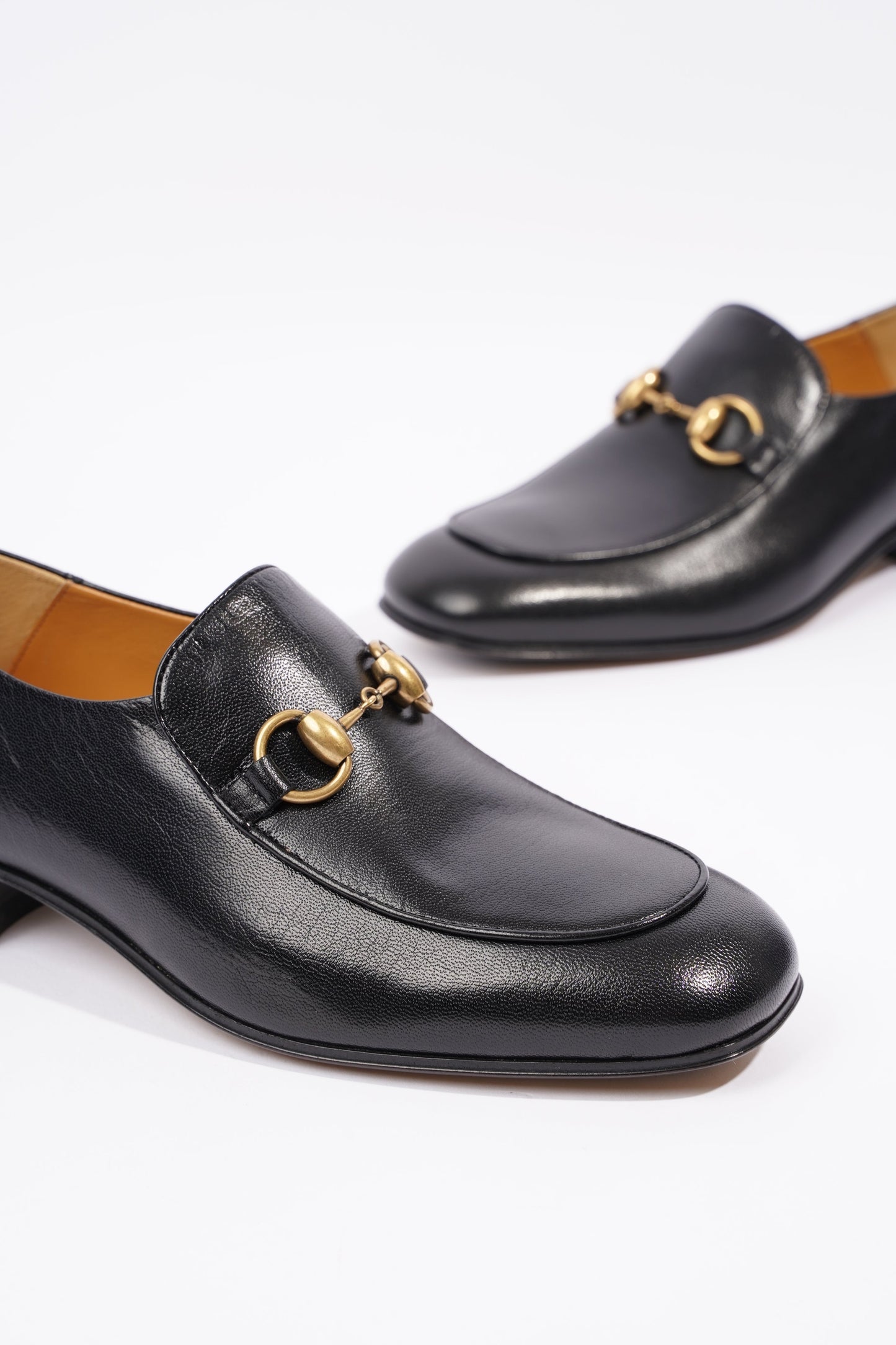 Gucci Womens Leather Horsebit Loafer Black / Gold EU 38 / UK 5
