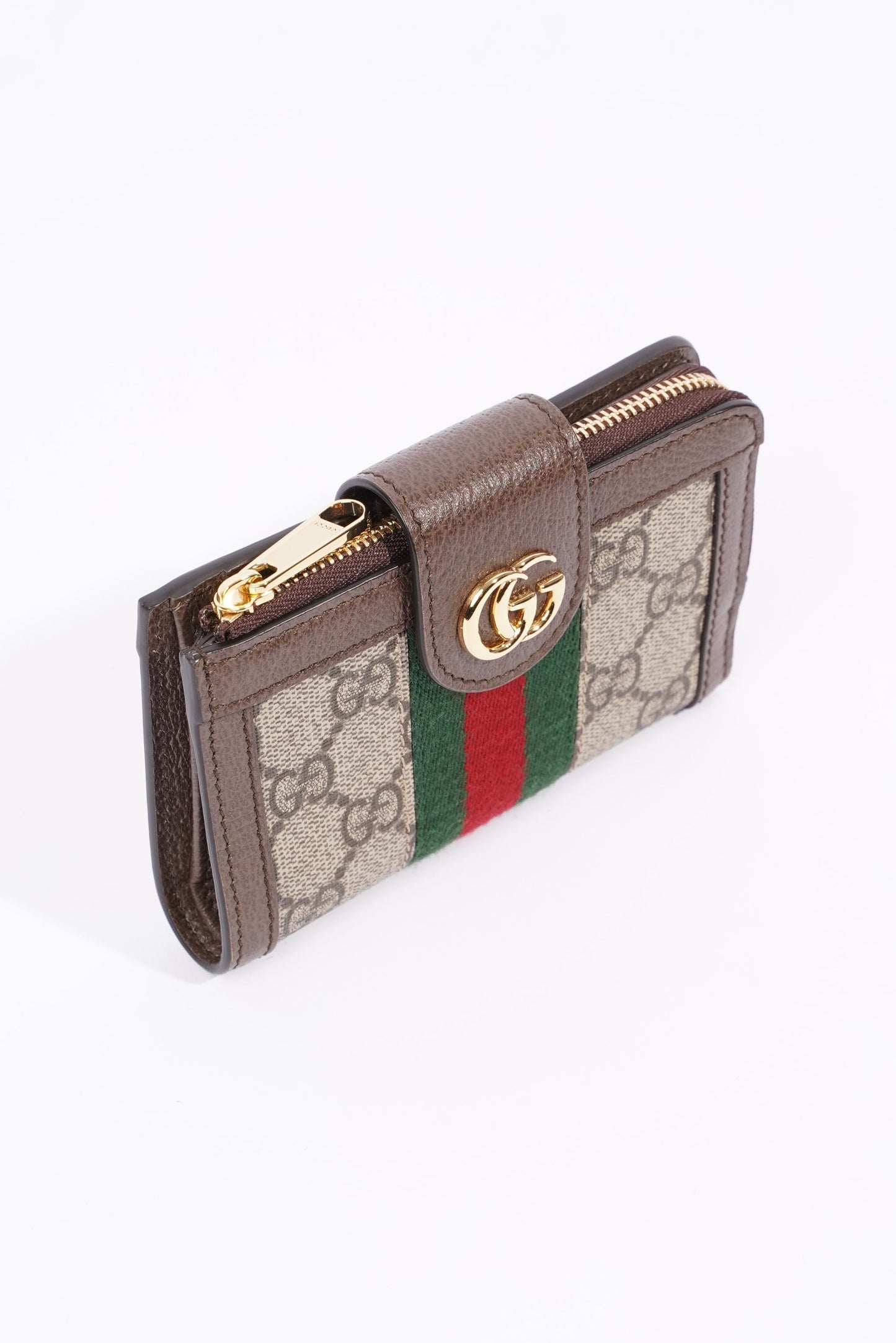 Gucci Ophidia GG-jacquard Web-stripe zipped wallet Monogram / Green / Red Canvas