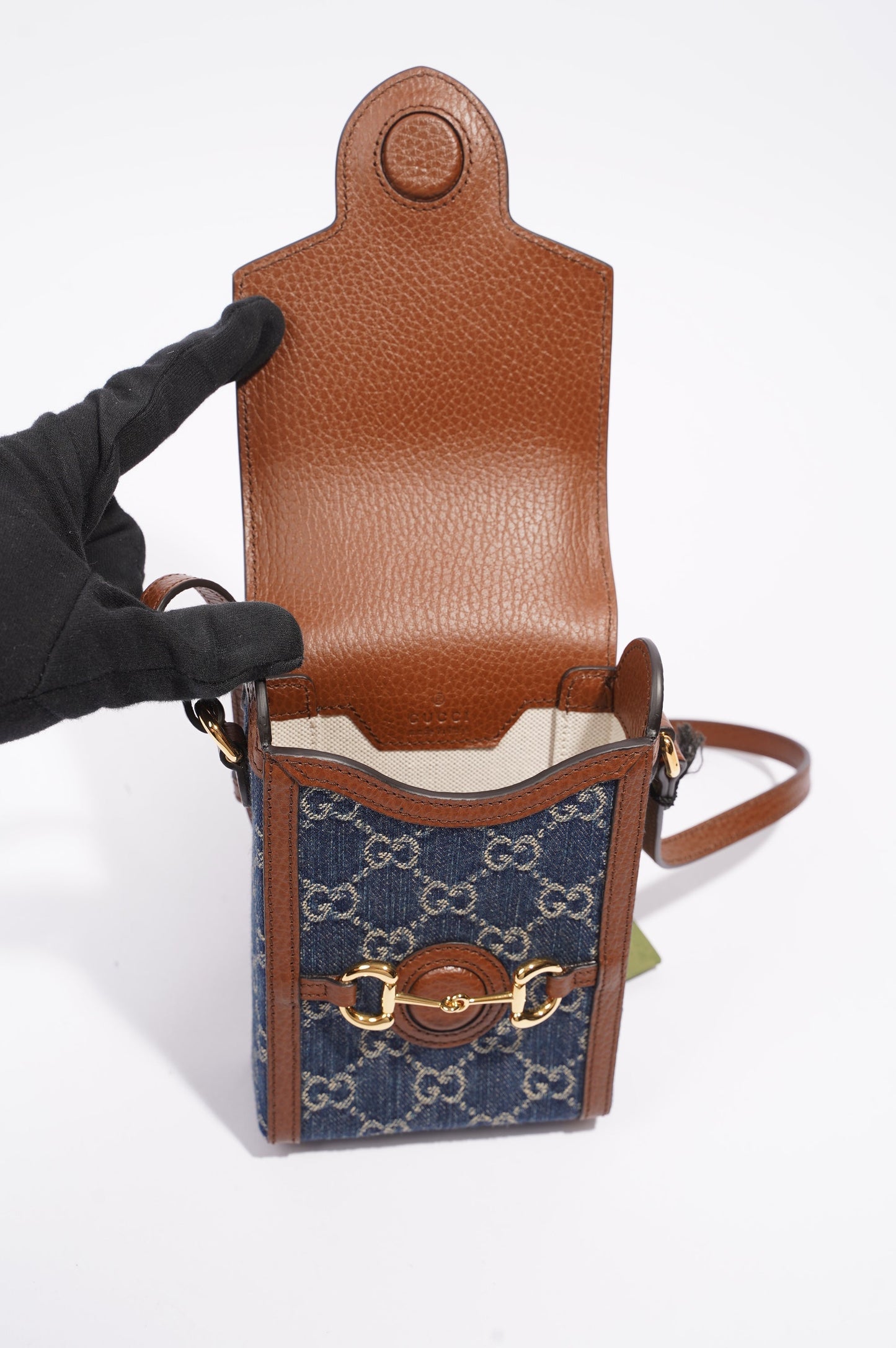Gucci Horsebit 1955 Mini Bag Denim / Brown