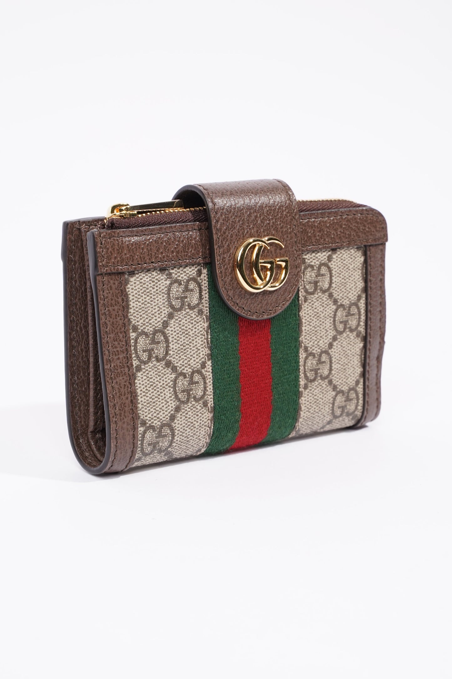 Gucci Ophidia GG-jacquard Web-stripe zipped wallet Monogram / Green / Red Canvas