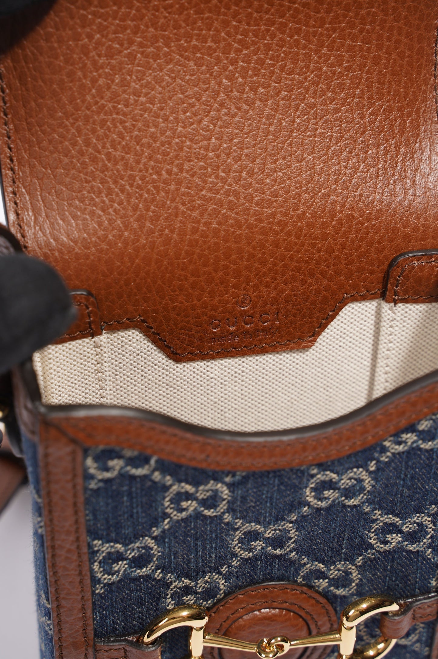 Gucci Horsebit 1955 Mini Bag Denim / Brown