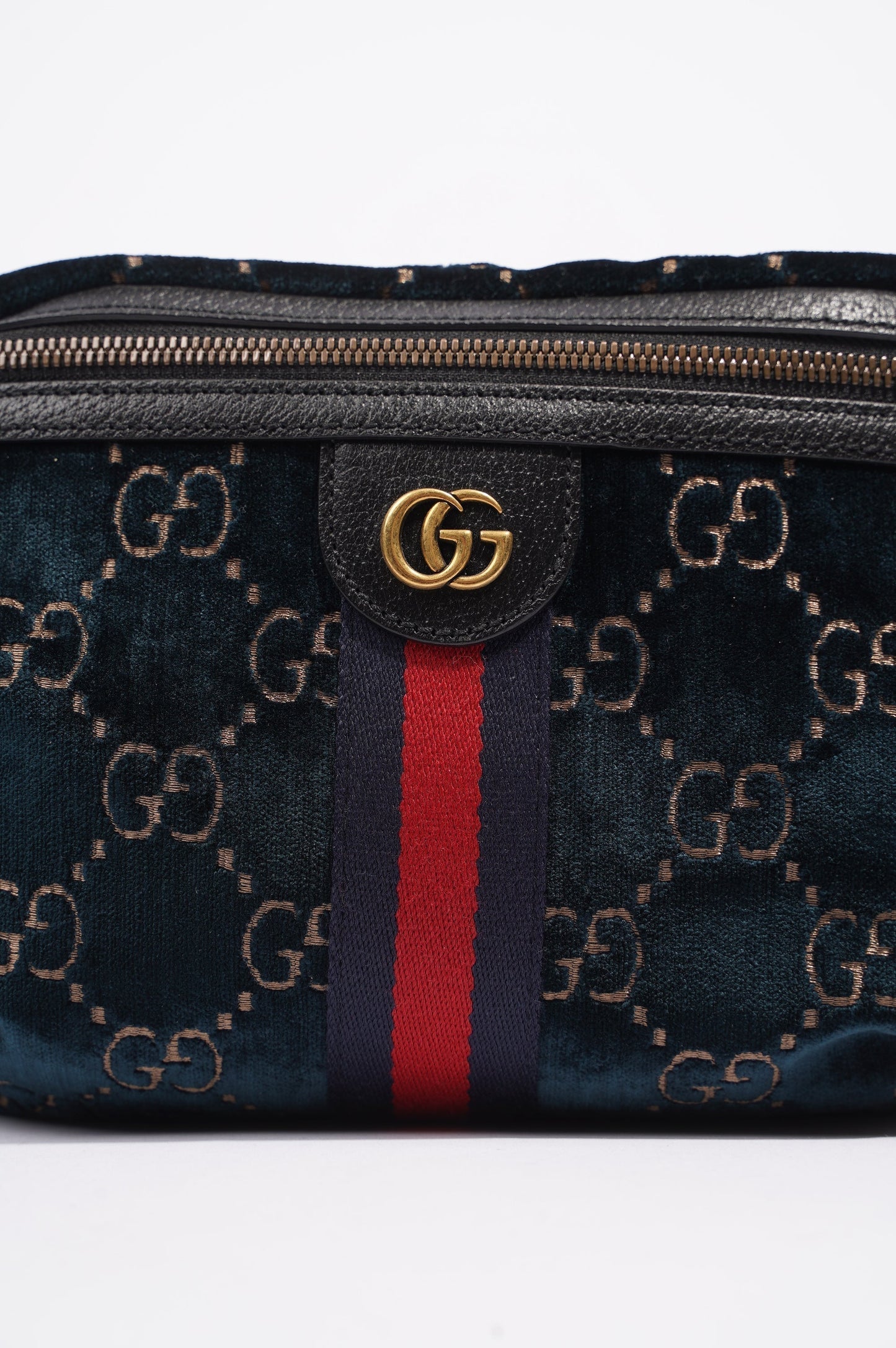 Gucci Womens Monogram Velvet Bumbag Navy
