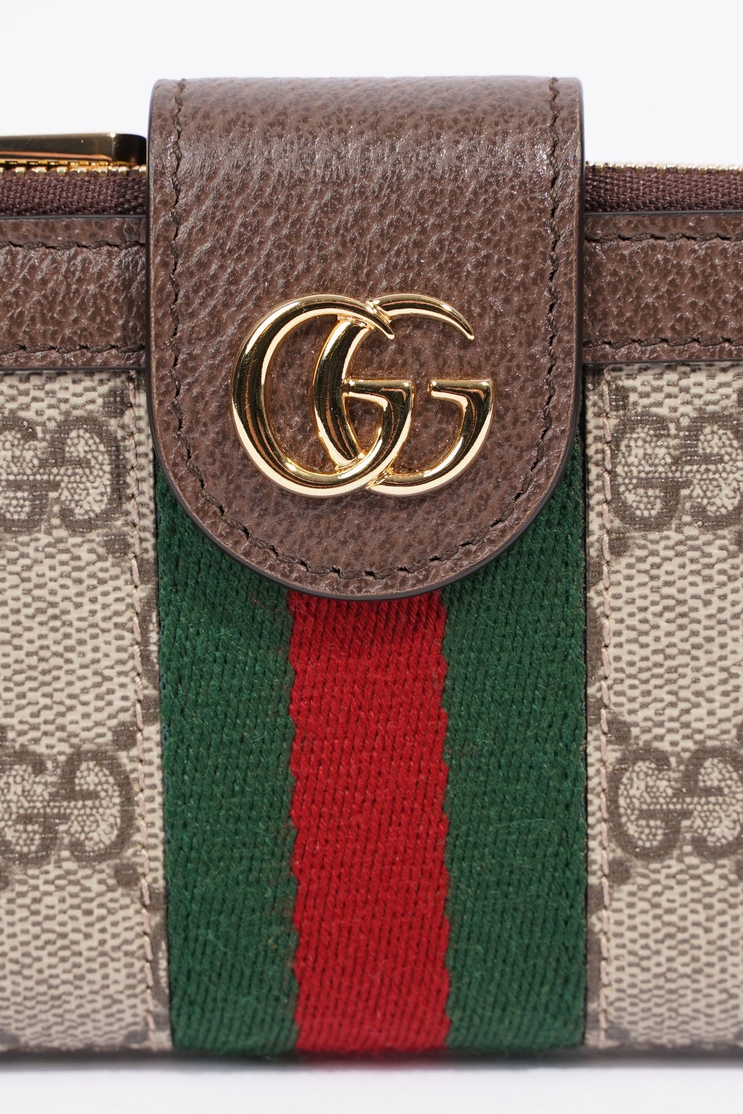 Gucci Ophidia GG-jacquard Web-stripe zipped wallet Monogram / Green / Red Canvas