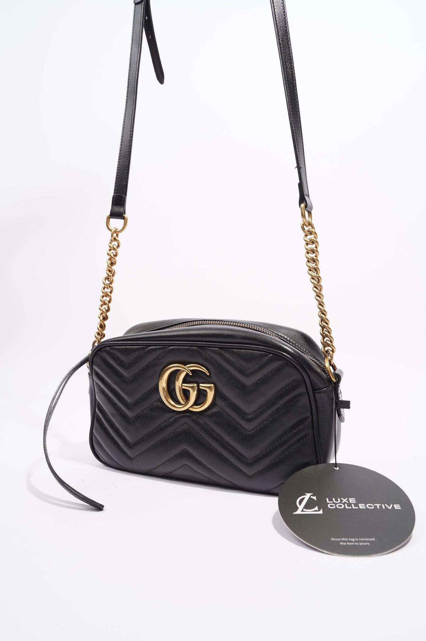 Gucci Womens GG Marmont Bag Black Leather Small