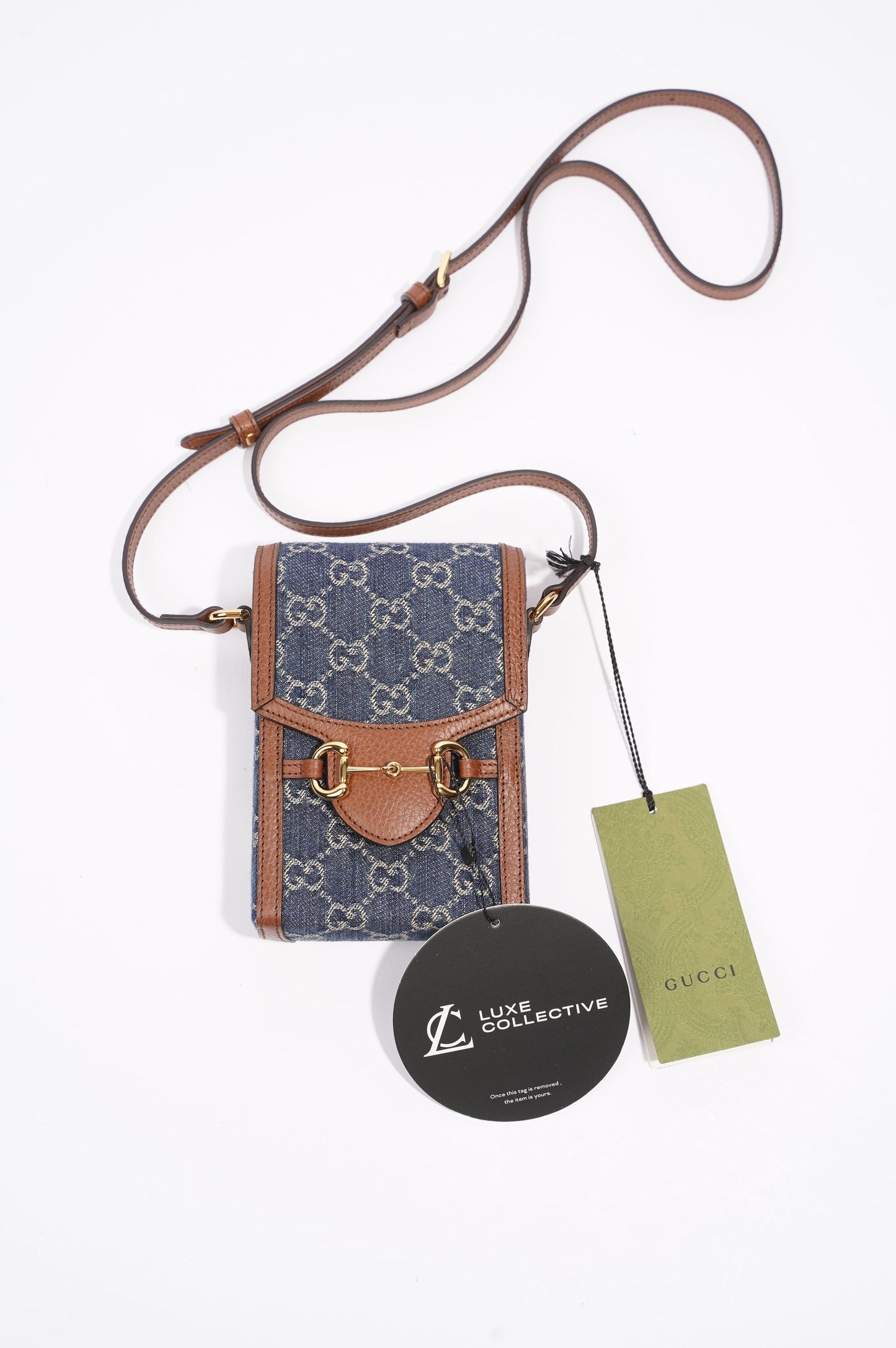 Gucci Horsebit 1955 Mini Bag Denim / Brown