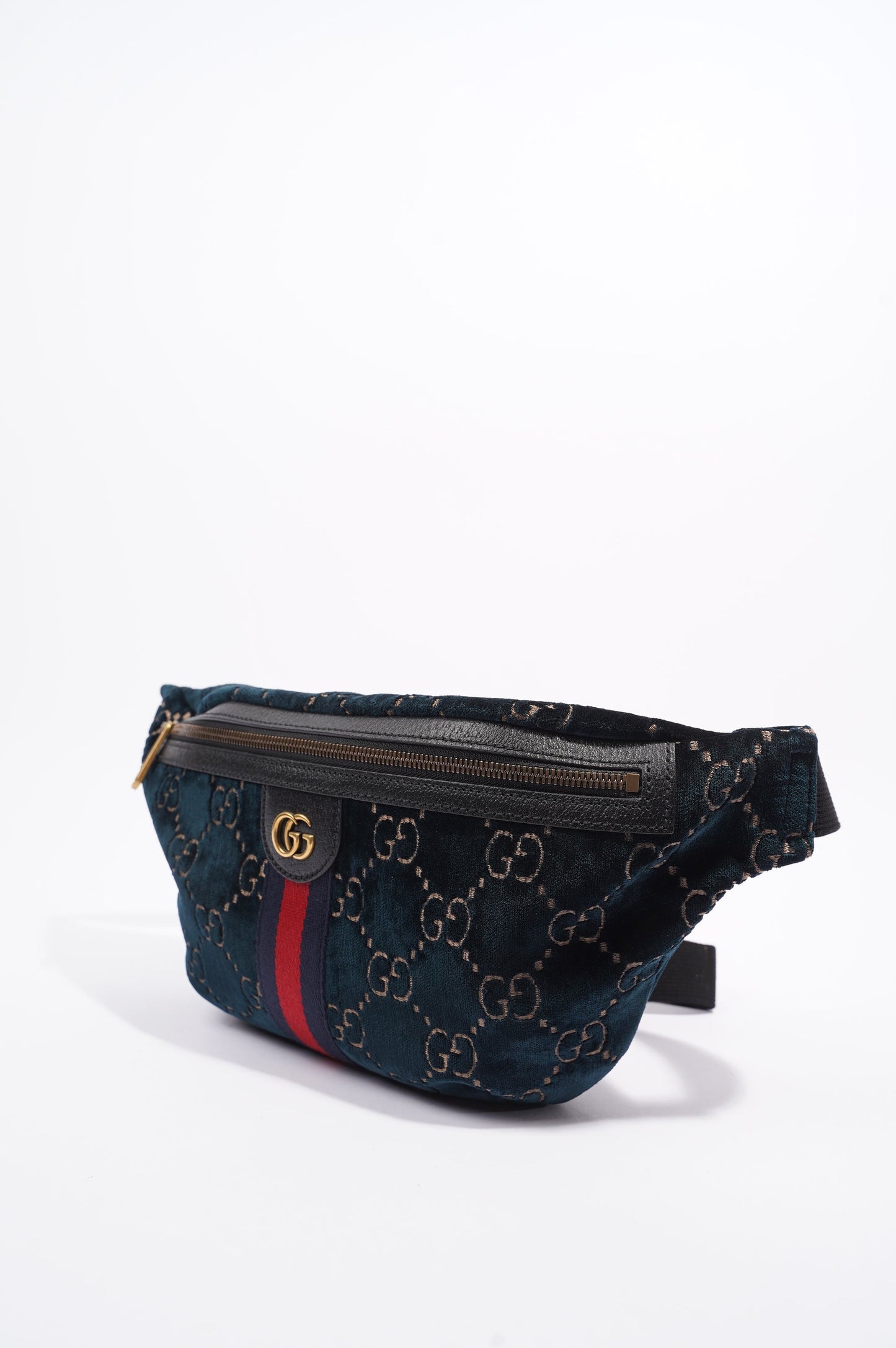 Gucci Womens Monogram Velvet Bumbag Navy