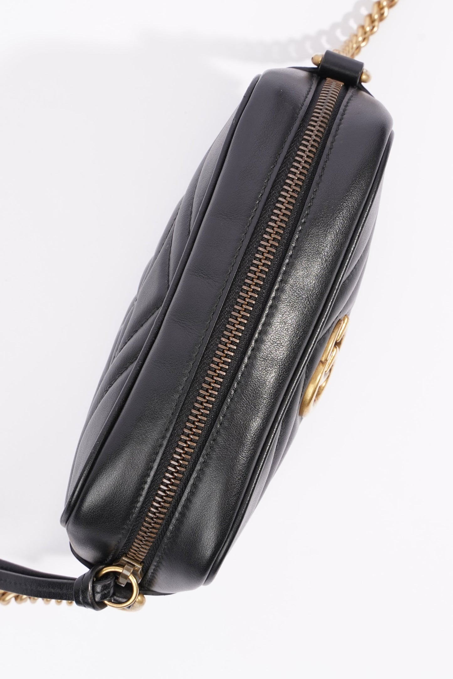 Gucci Marmont Zip Black Leather Mini