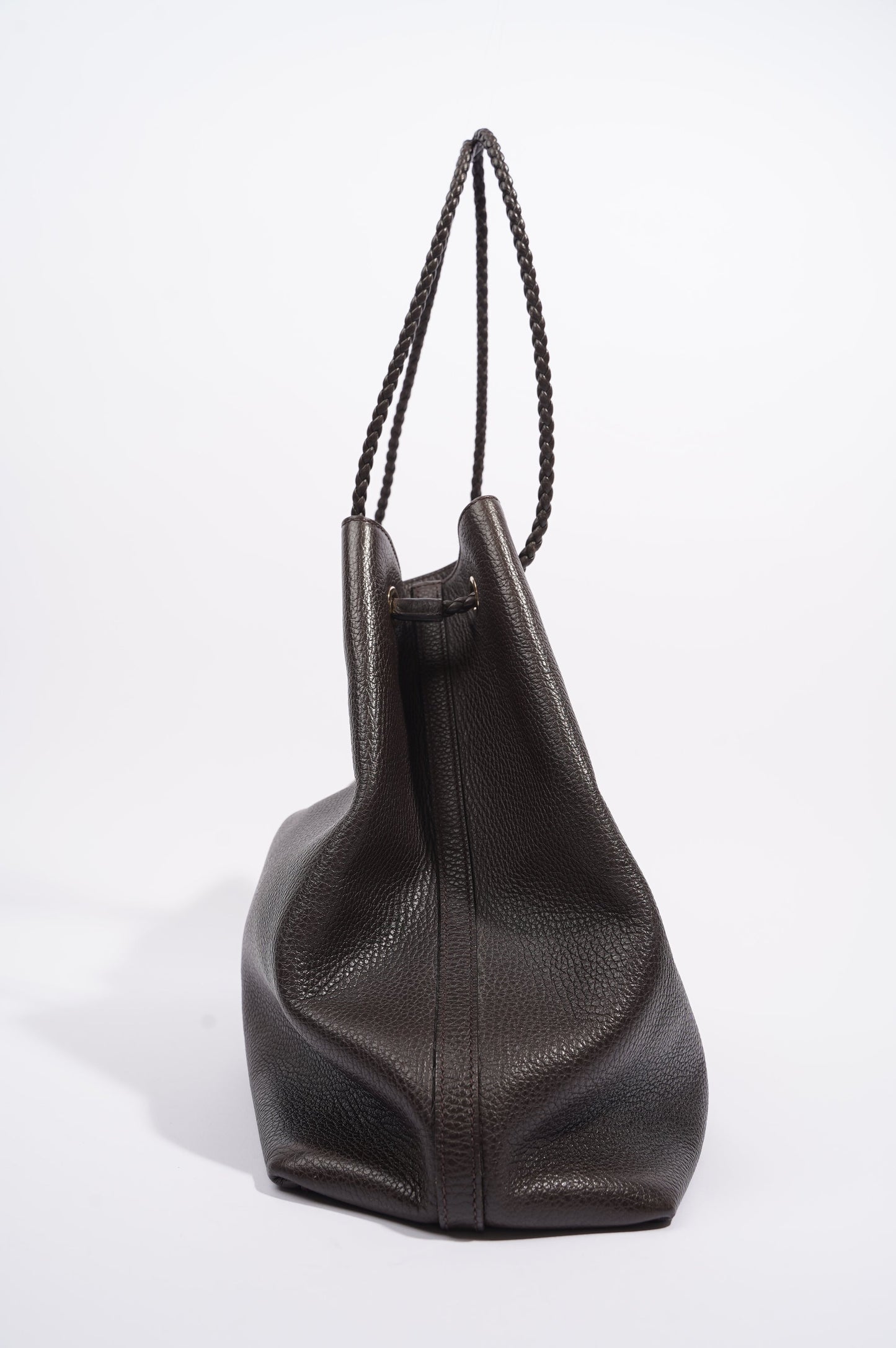 Gucci Womens Braided Handle Tote Brown Large