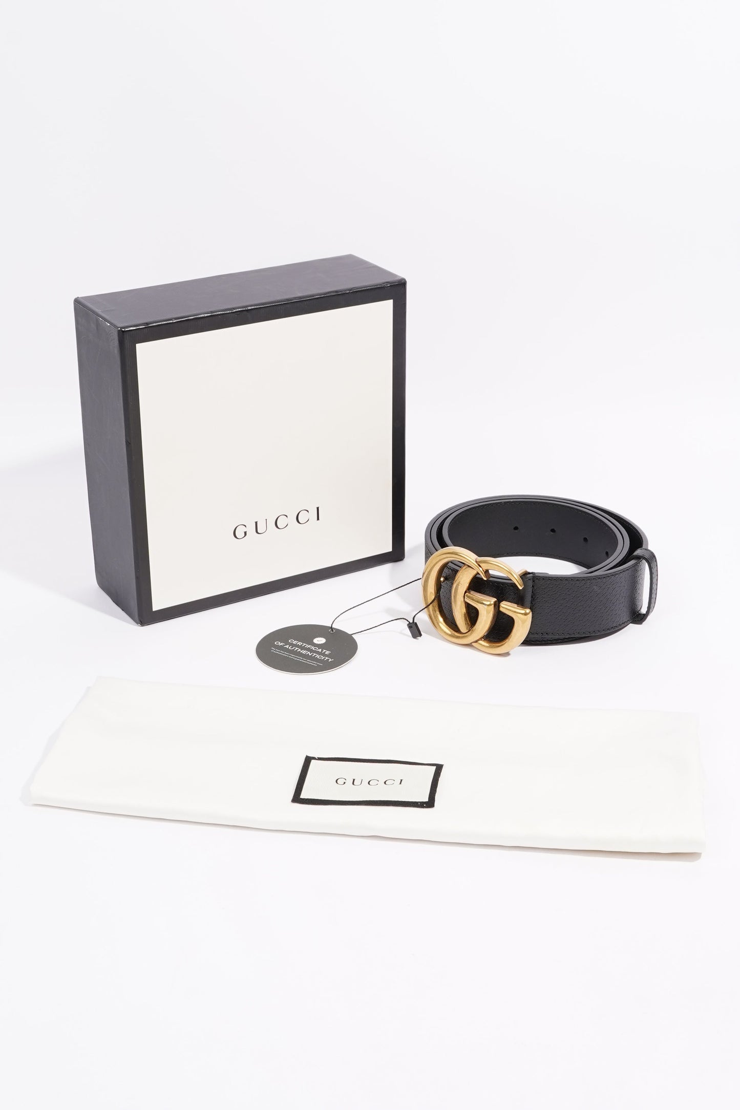 Gucci Womens Marmont GG Belt Black Leather 100 - 40"