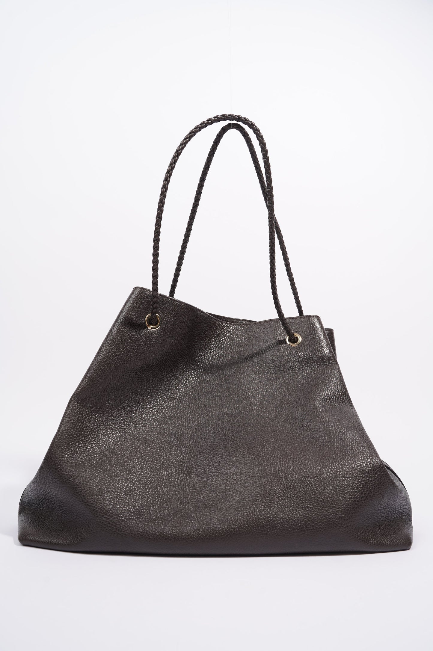 Gucci Womens Braided Handle Tote Brown Large