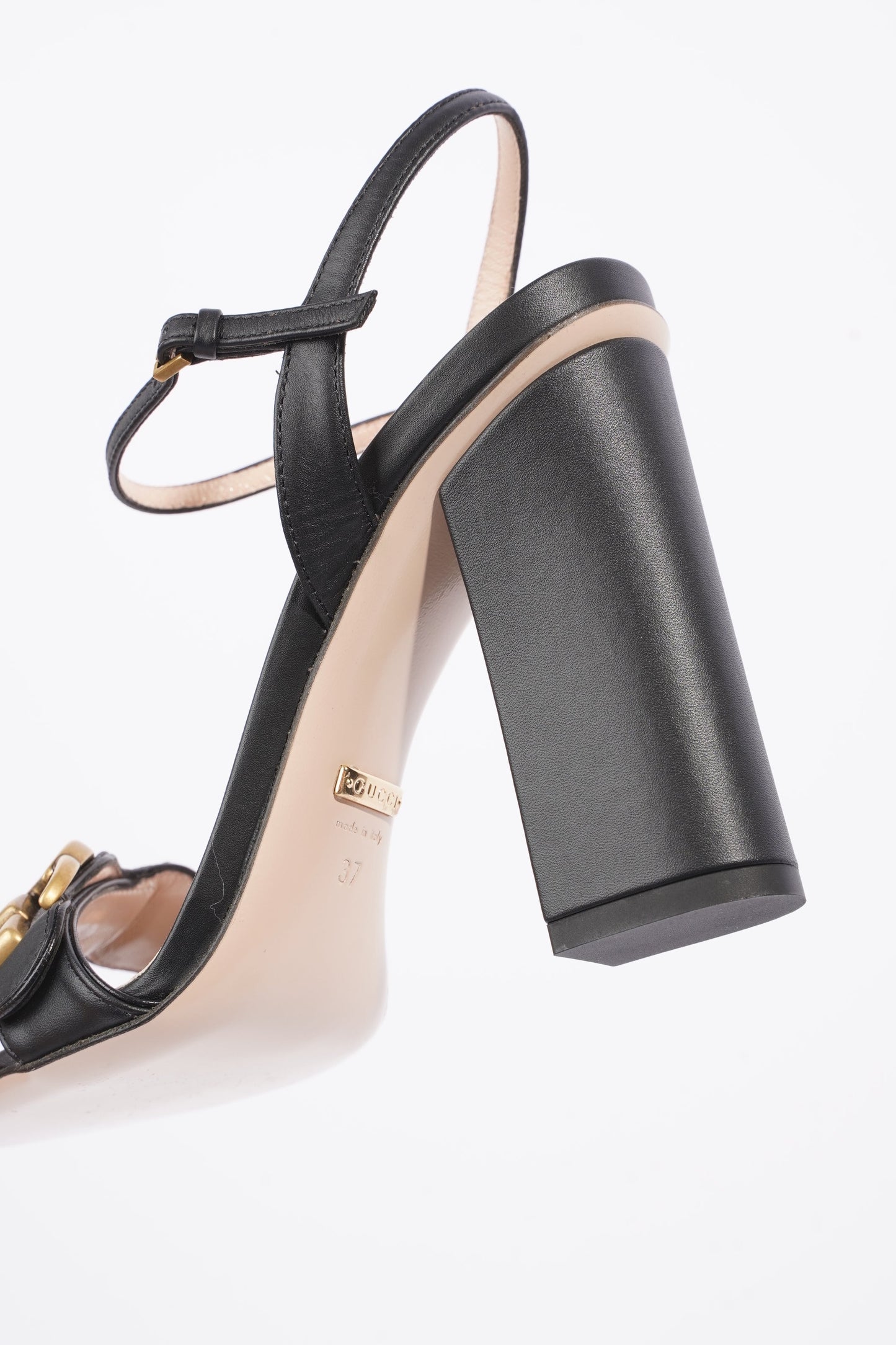 Gucci Womens Marmont Sandal Black / Gold EU 37 / UK 4