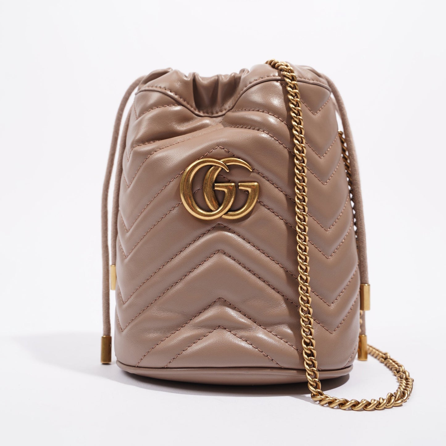 Gucci Womens Marmont Bucket Bag Nude Mini
