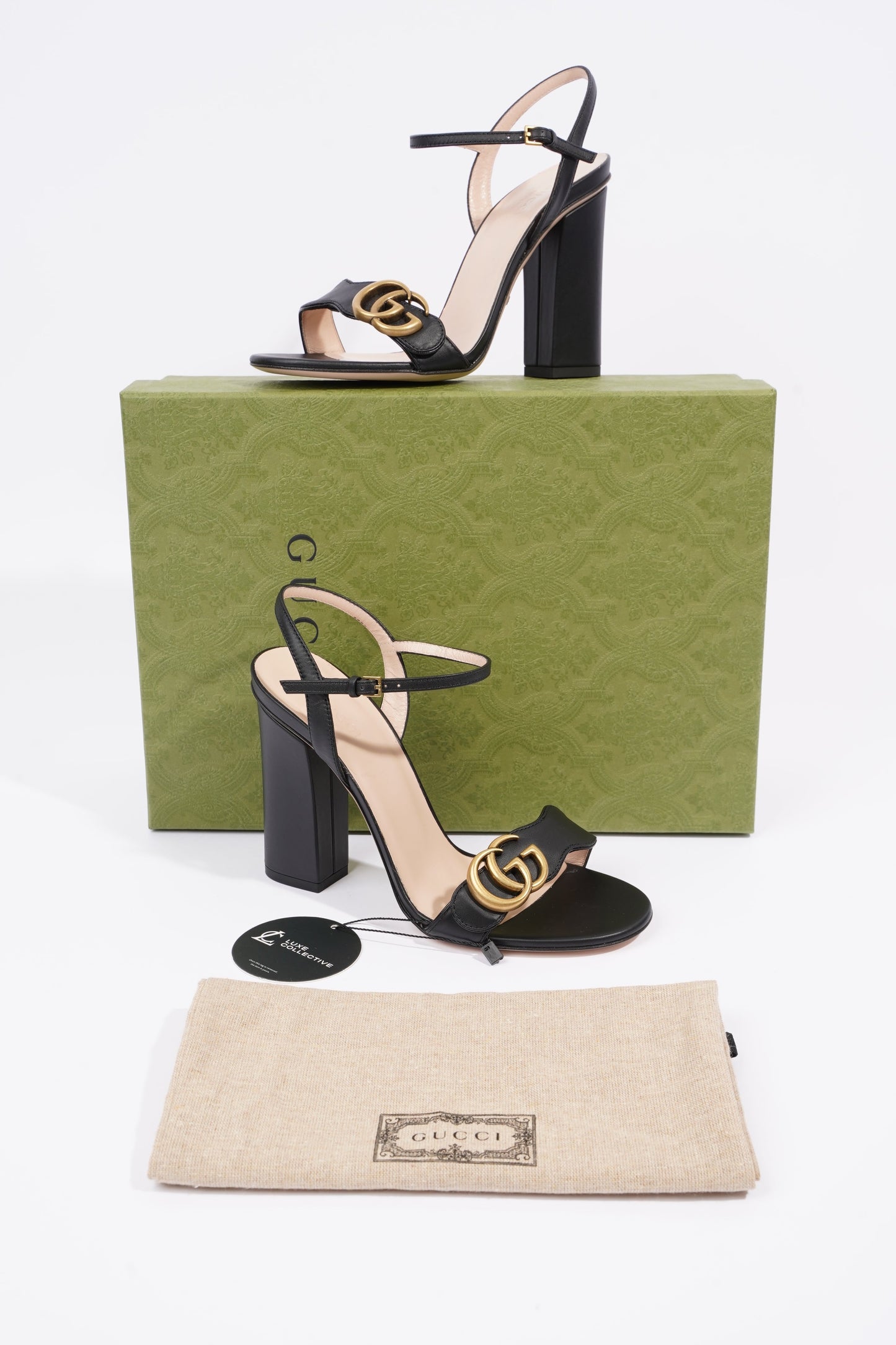Gucci Womens Marmont Sandal Black / Gold EU 37 / UK 4