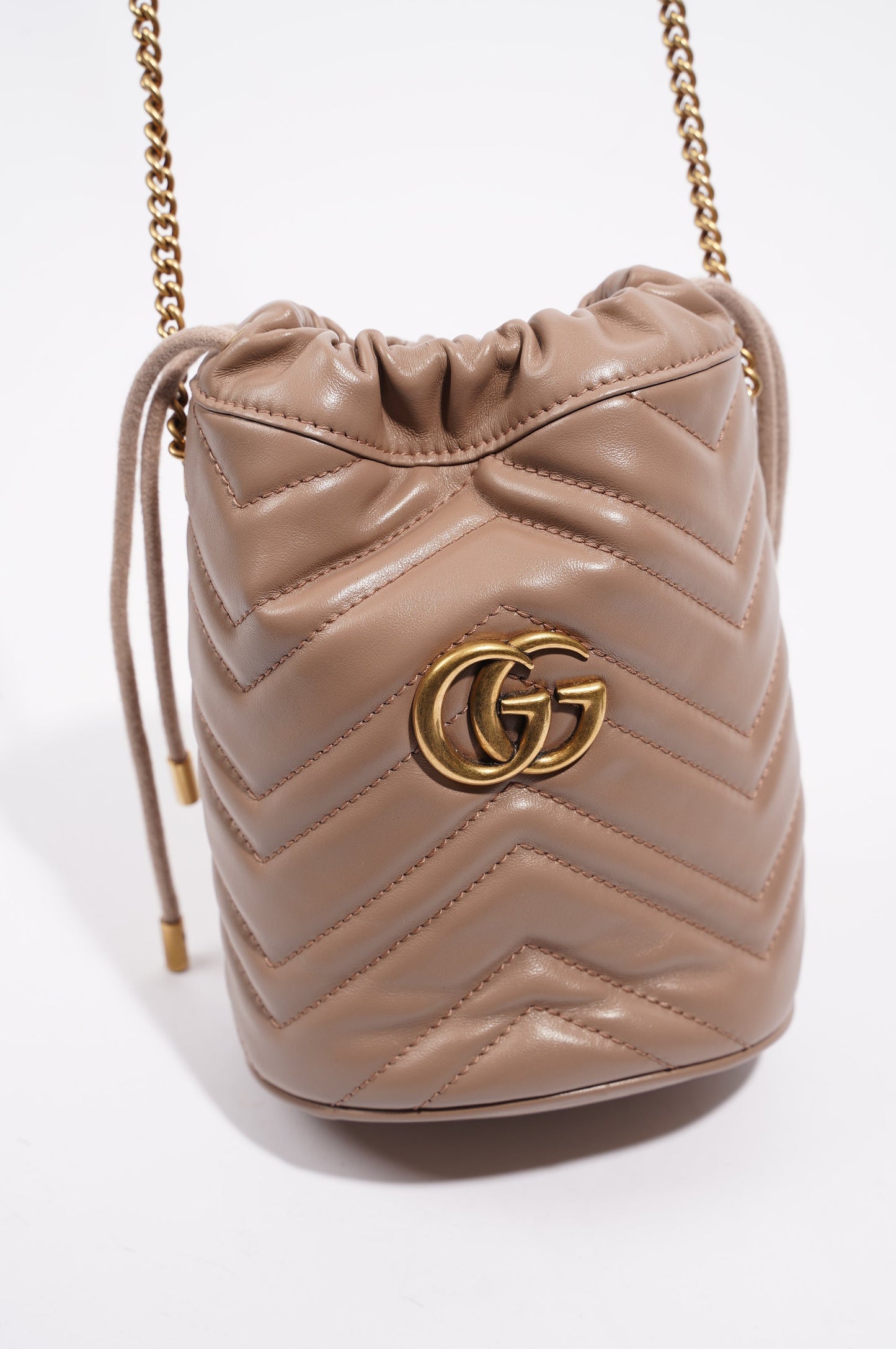 Gucci Womens Marmont Bucket Bag Nude Mini