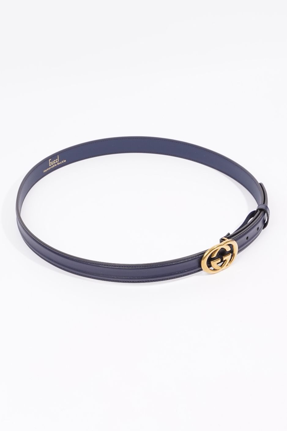 Gucci Womens Interlocking Belt Navy Leather 100