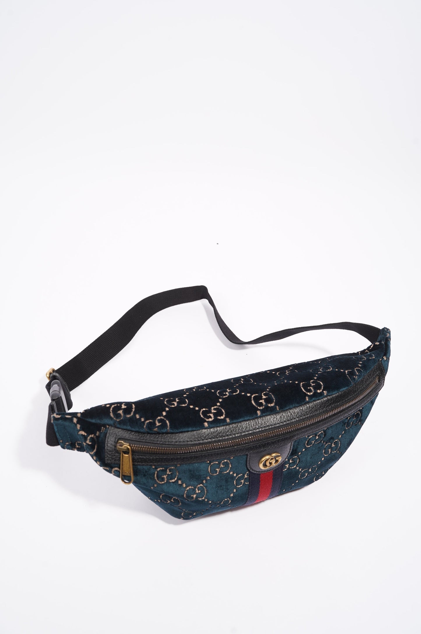 Gucci Womens Monogram Velvet Bumbag Navy