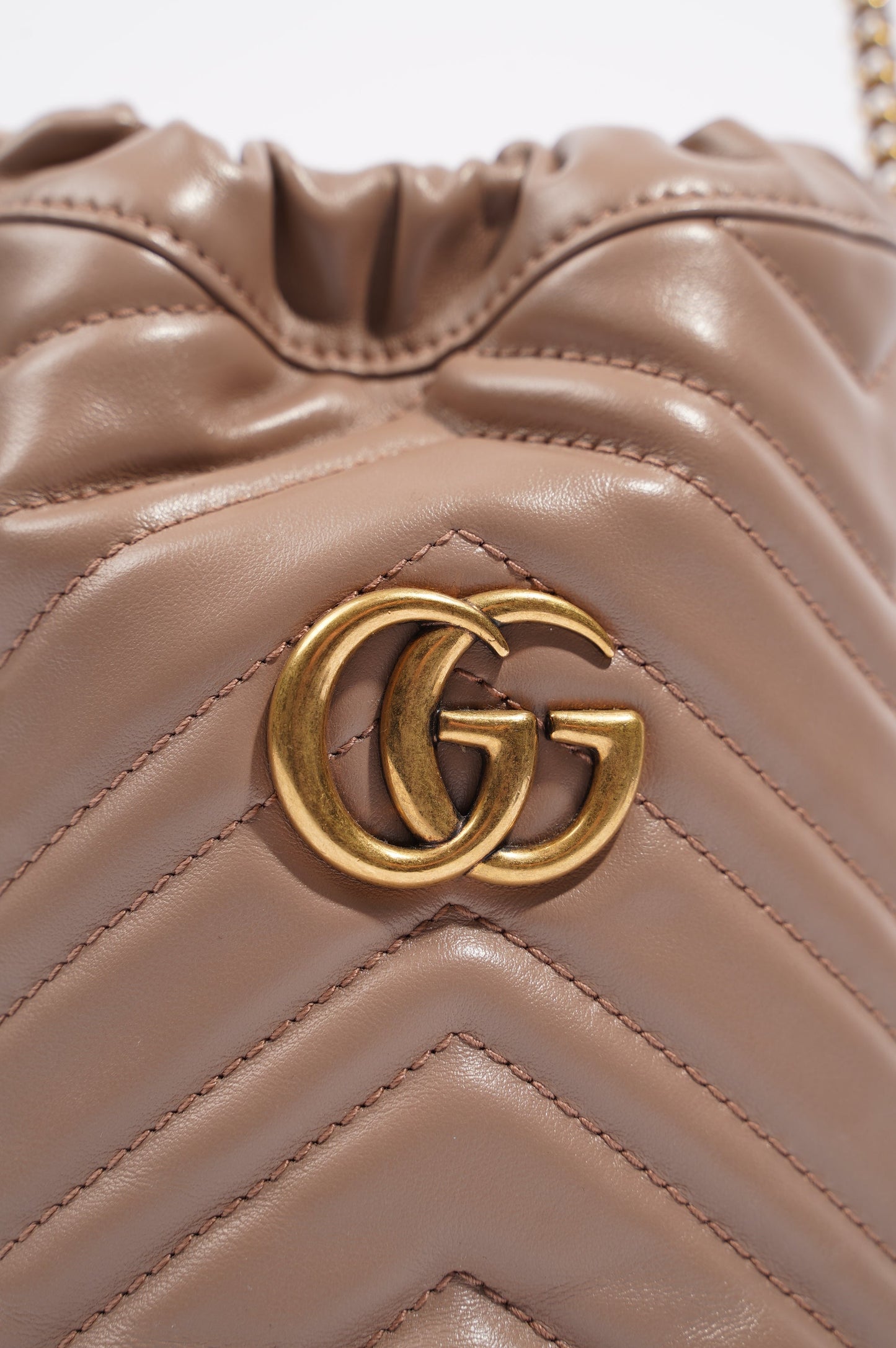 Gucci Womens Marmont Bucket Bag Nude Mini