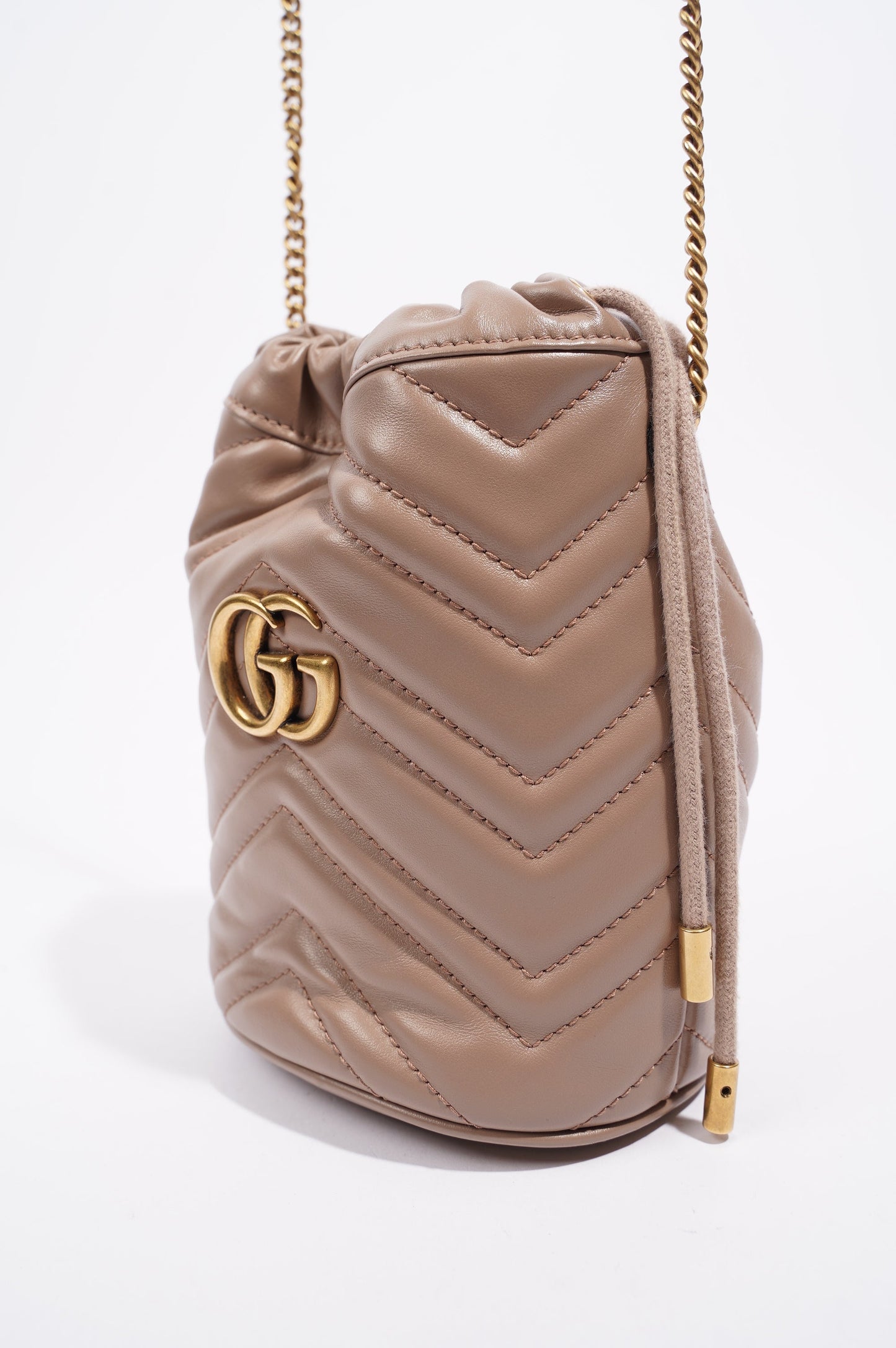 Gucci Womens Marmont Bucket Bag Nude Mini