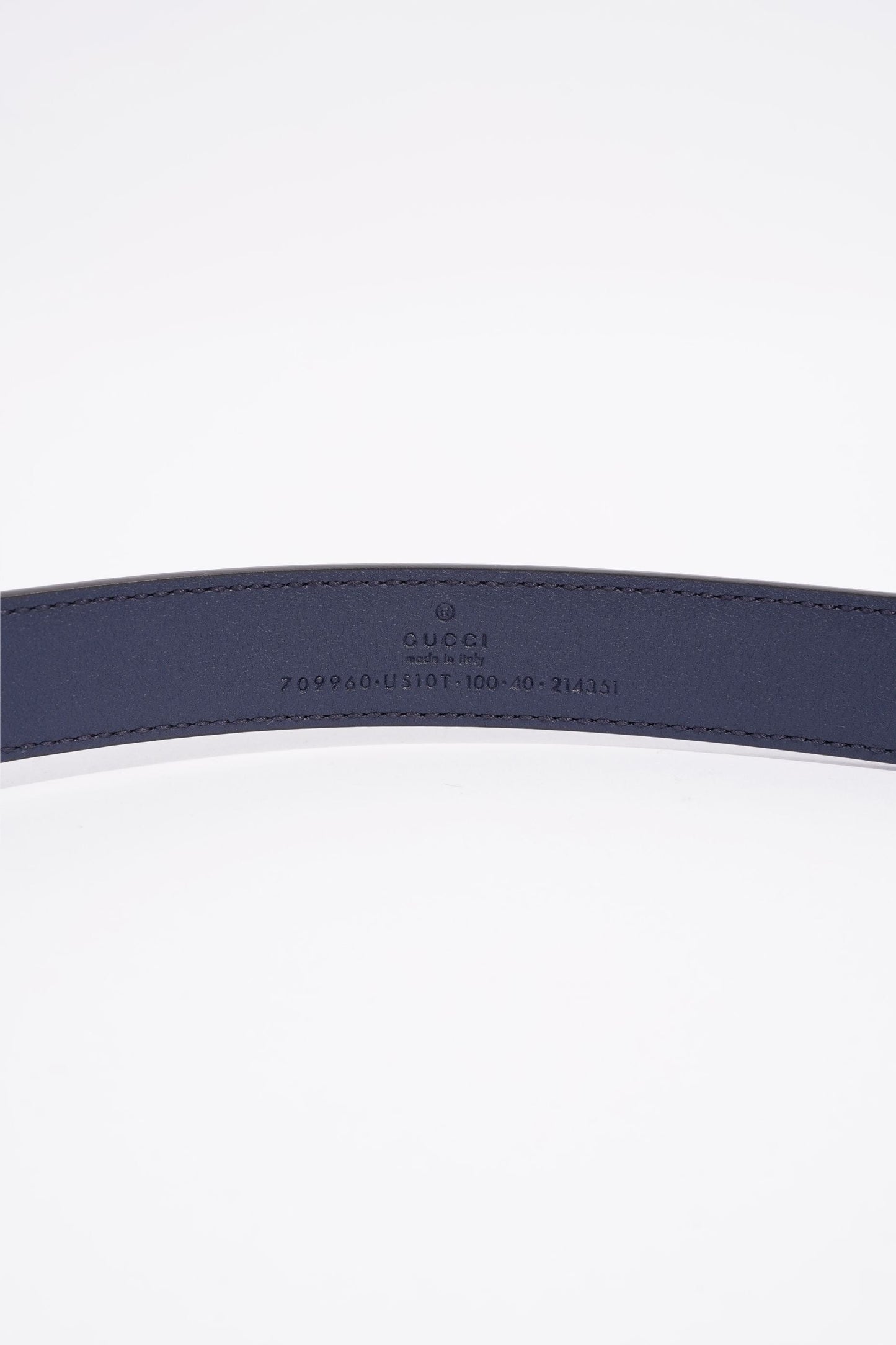 Gucci Womens Interlocking Belt Navy Leather 100