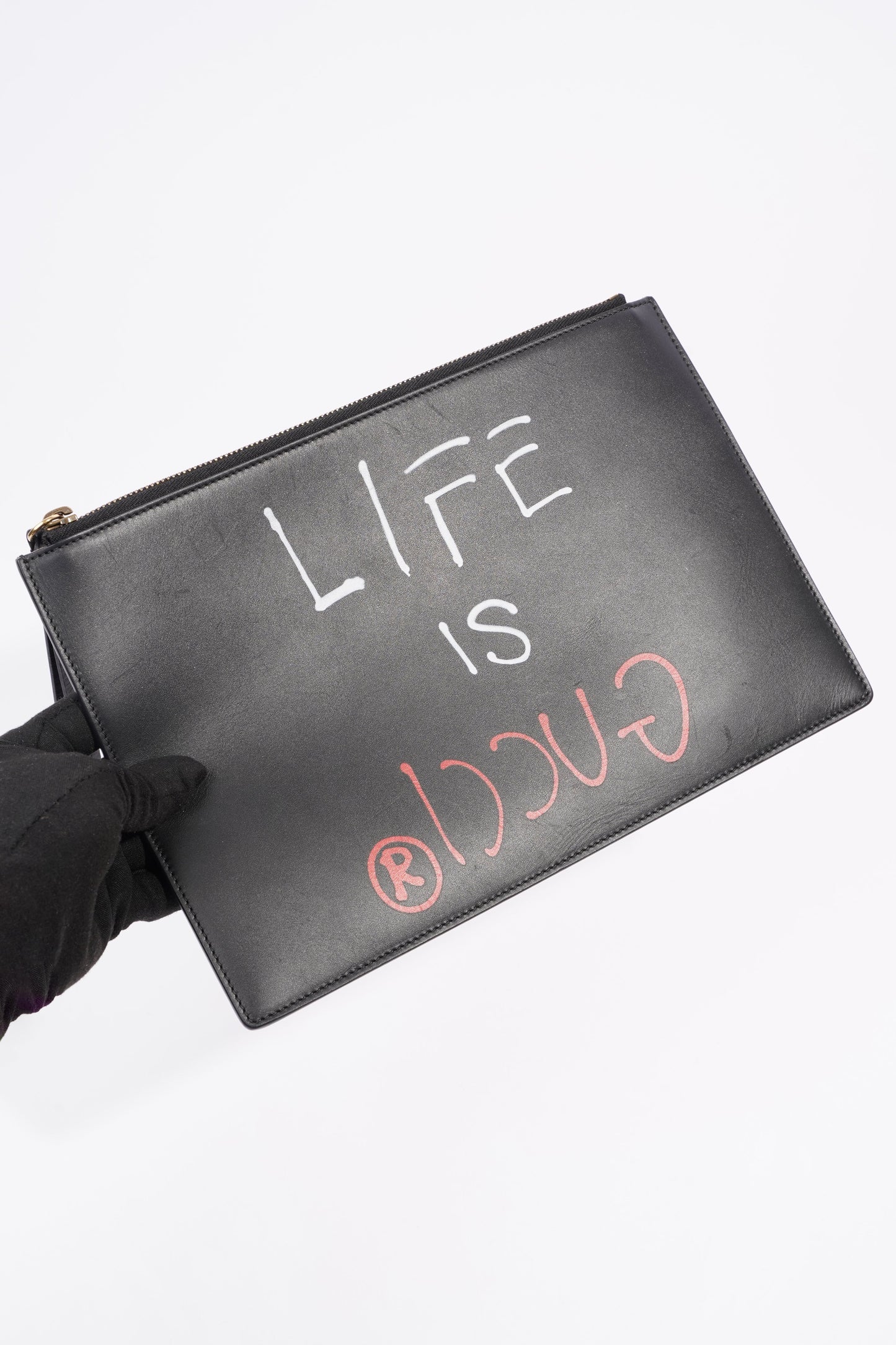 Gucci Gucci is Life Clutch Black Leather