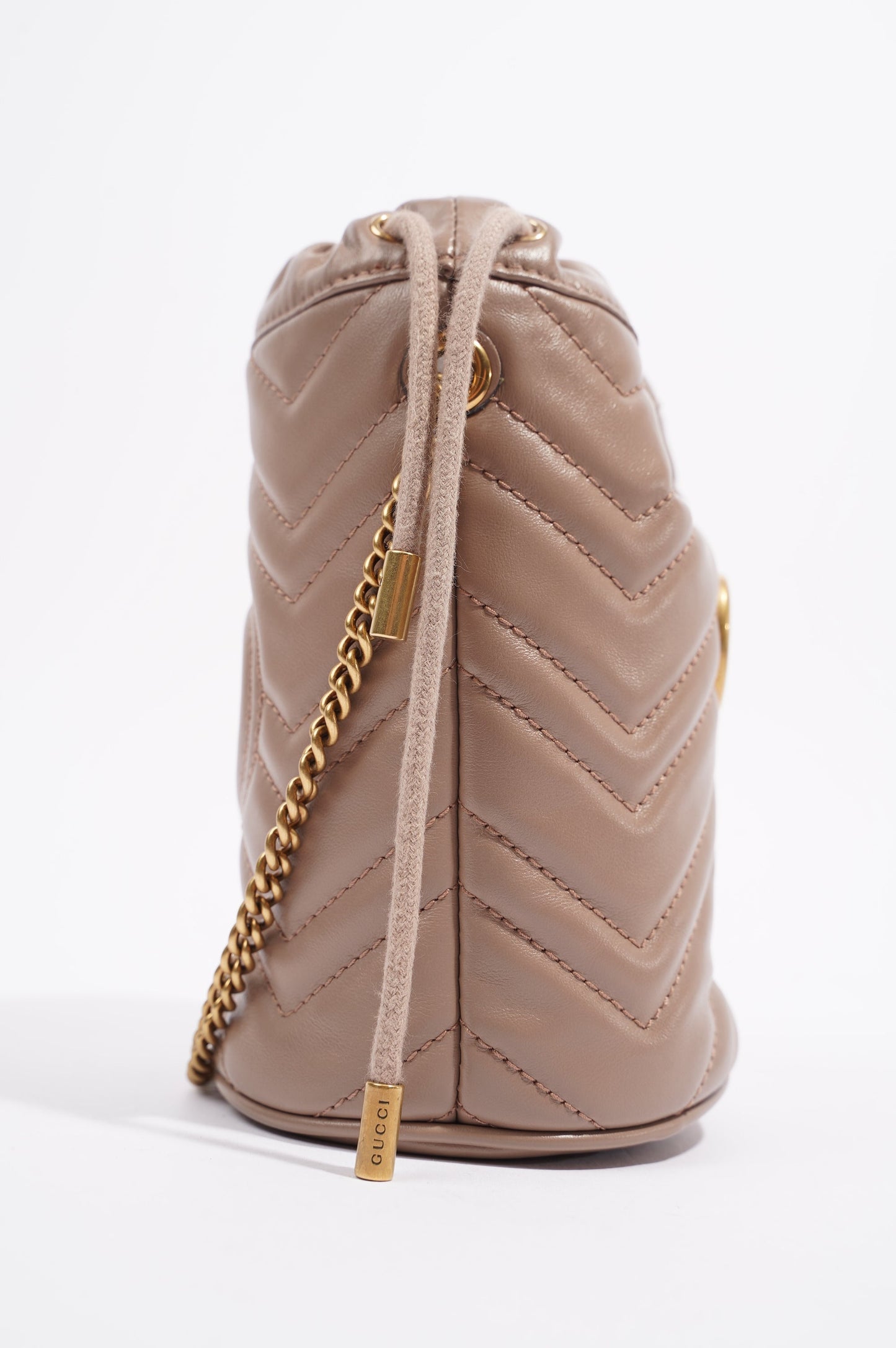 Gucci Womens Marmont Bucket Bag Nude Mini